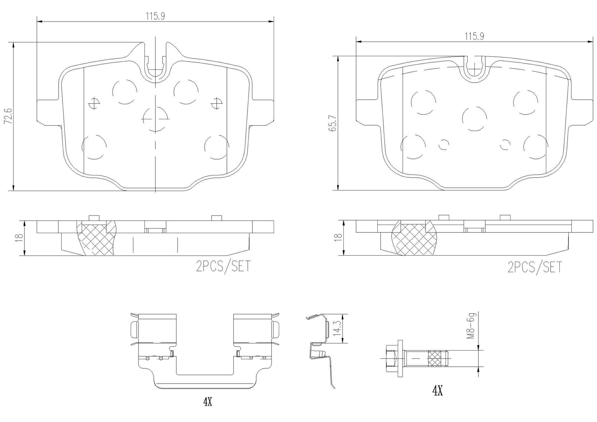 BMW Disc Brake Pad Set - Rear (Ceramic) 34216896976 Brembo