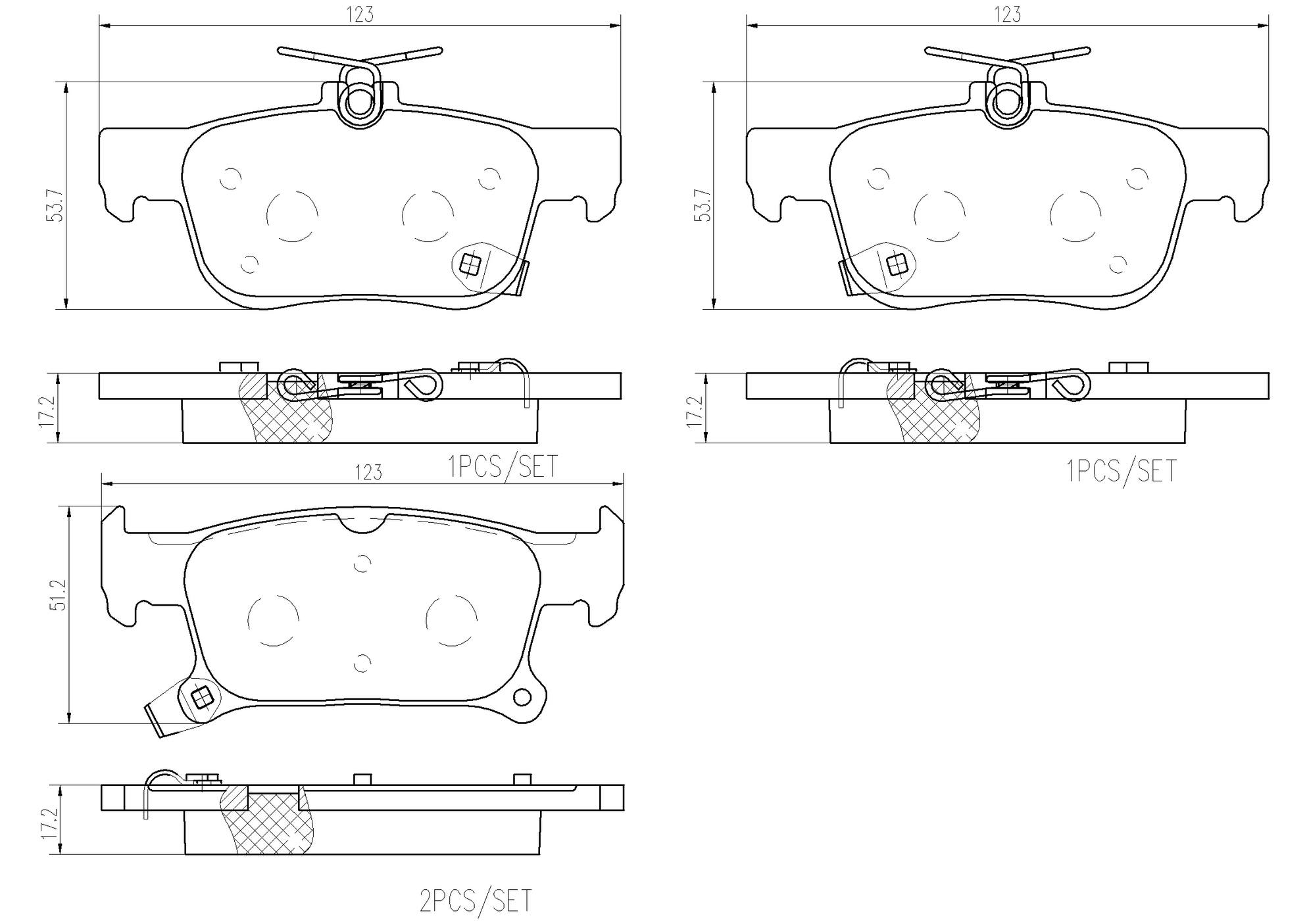 Buick Disc Brake Pad Set - Rear (Ceramic) 23145352 Brembo