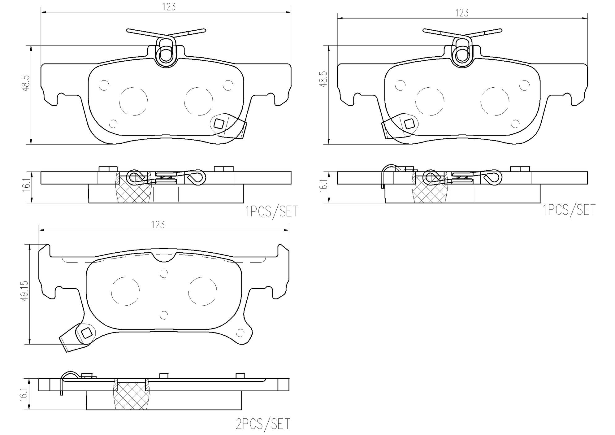 Buick Disc Brake Pad Set - Rear (Ceramic) 23145351 Brembo