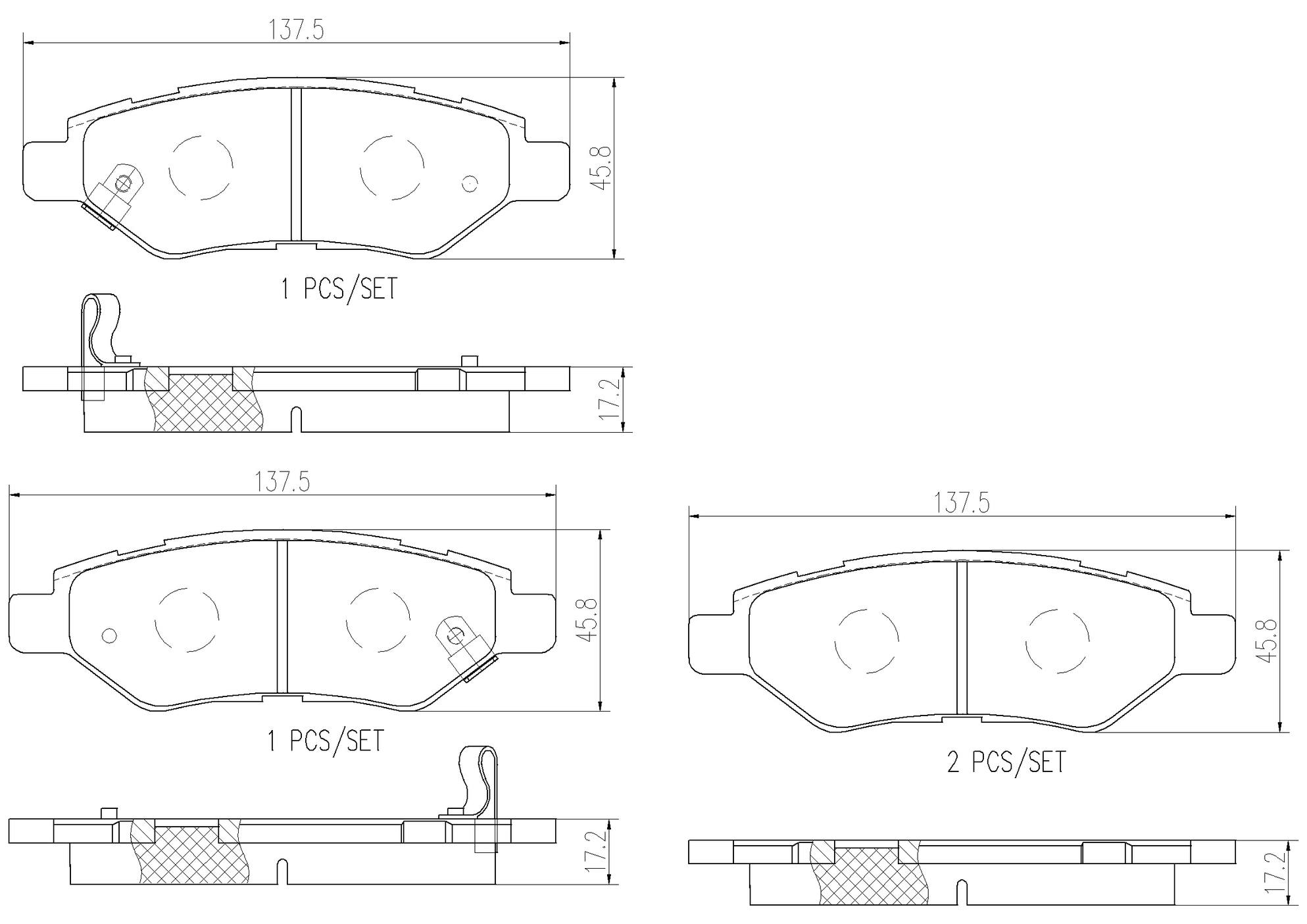 Cadillac Chevrolet Disc Brake Pad and Rotor Kit - Rear (315mm) (Ceramic) Brembo