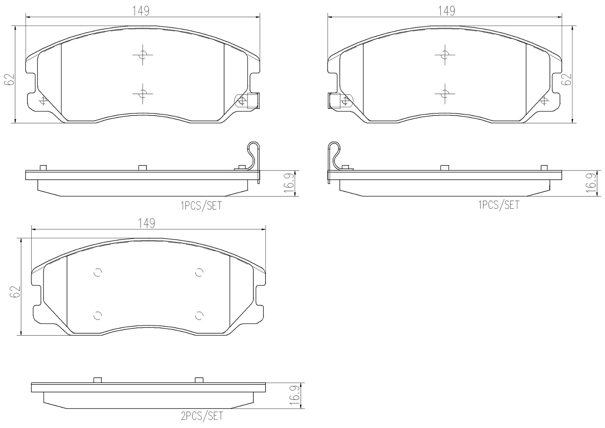 Chevrolet Pontiac Saturn Disc Brake Pad Set - Front (Ceramic) 19168899 Brembo