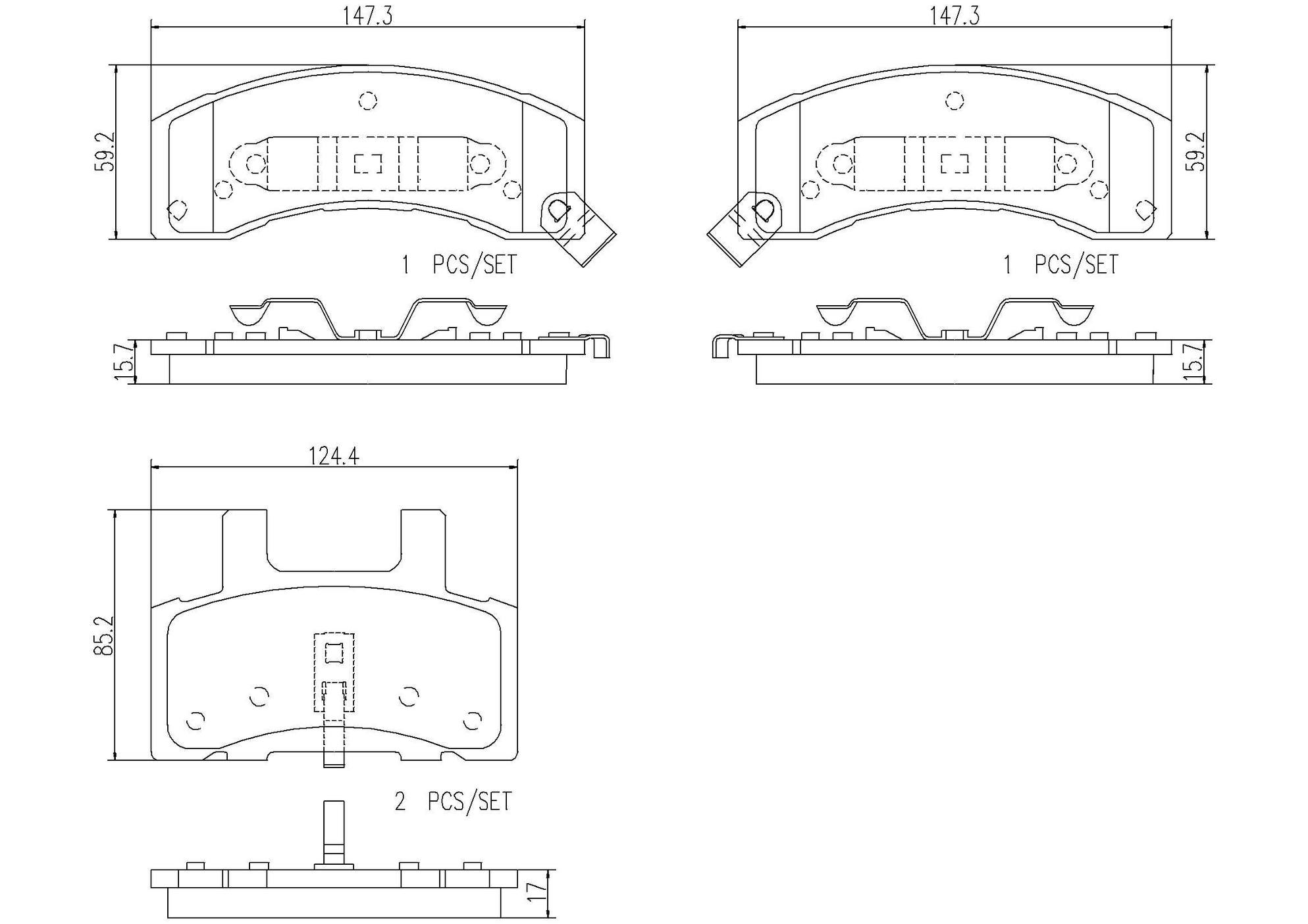 Dodge Chevrolet GMC Disc Brake Pad Set - Front (Ceramic) 19152634 Brembo