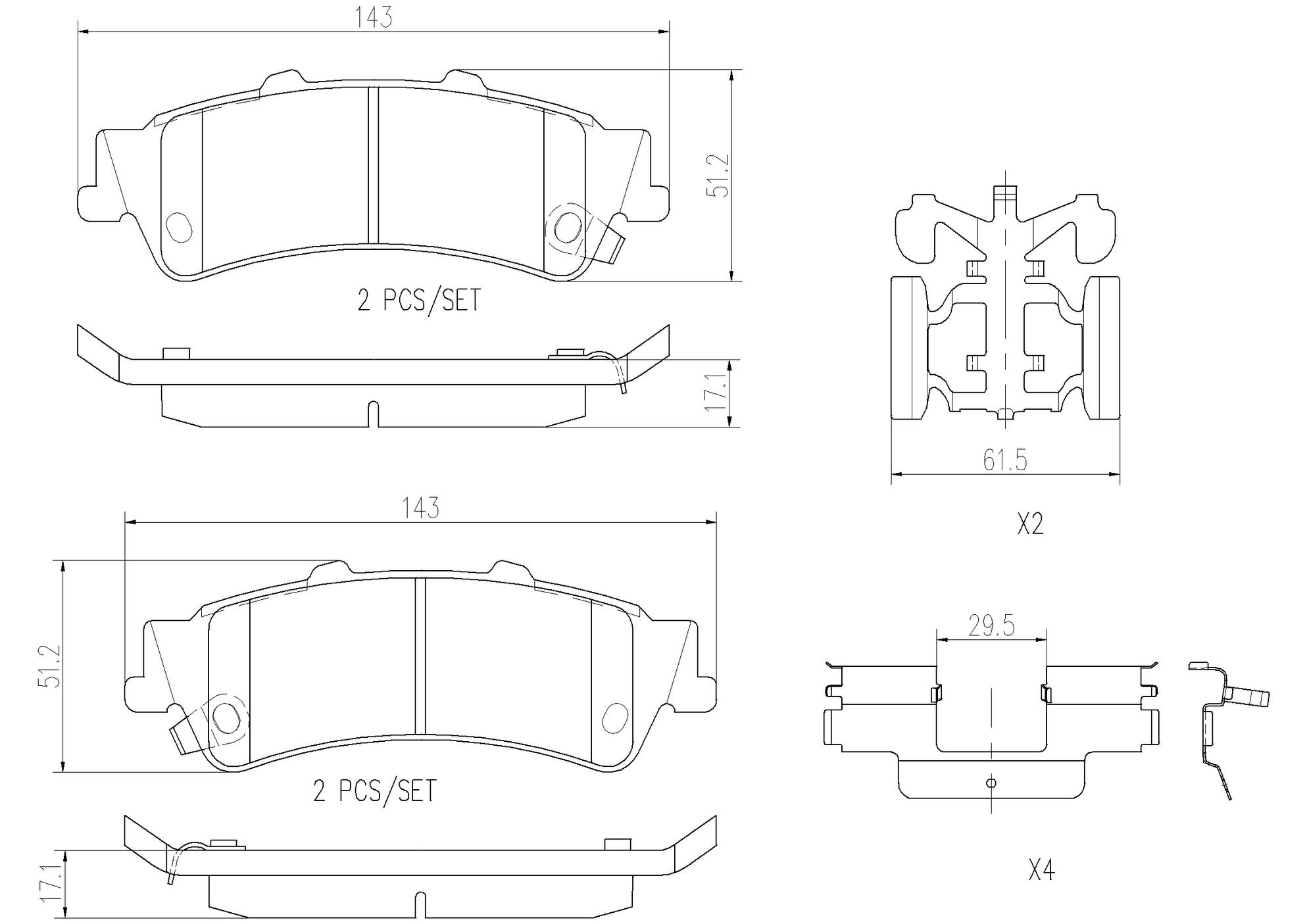 Cadillac Chevrolet GMC Disc Brake Pad Set - Rear (Ceramic) 88955463 Brembo