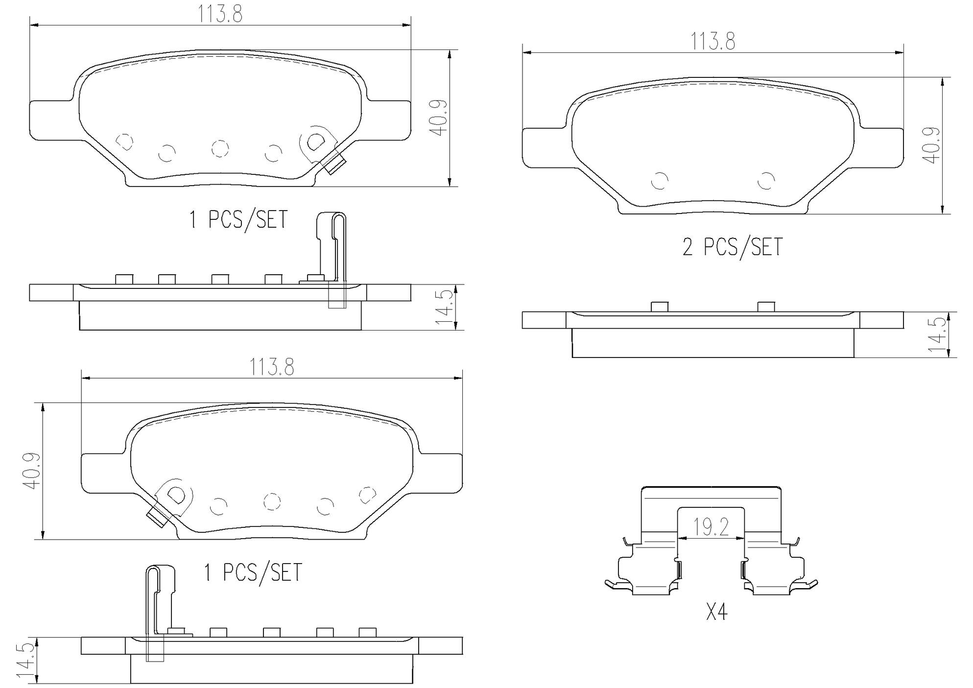 Chevrolet Pontiac Saturn Disc Brake Pad Set - Rear (Ceramic) 15243254 Brembo