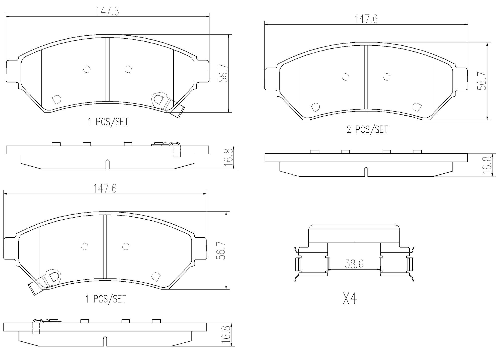 Buick Chevrolet Pontiac Disc Brake Pad Set - Front (Ceramic) 88967257 Brembo