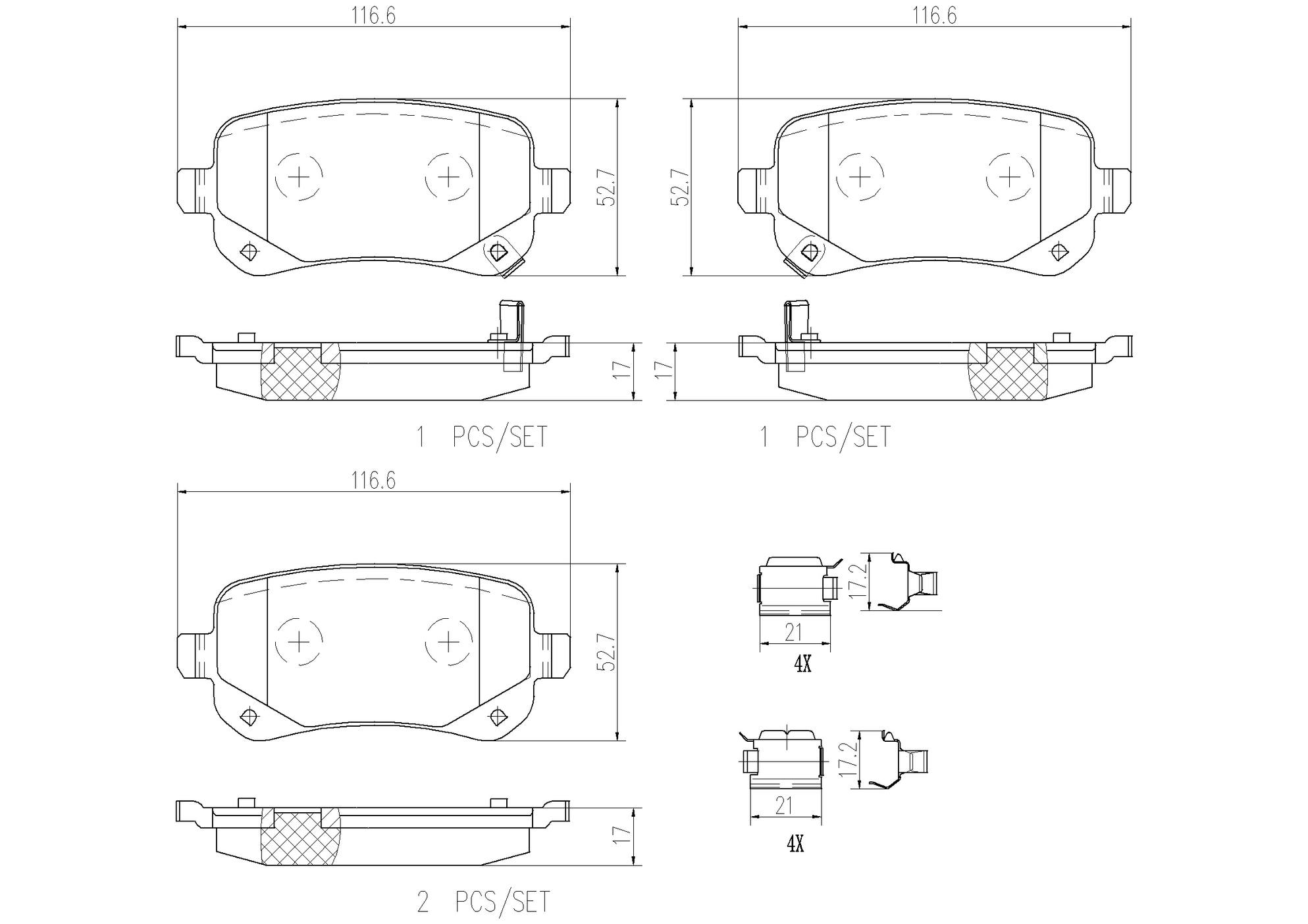 Chrysler Dodge Volkswagen Disc Brake Pad Set - Rear (Ceramic) 7B0698451A Brembo