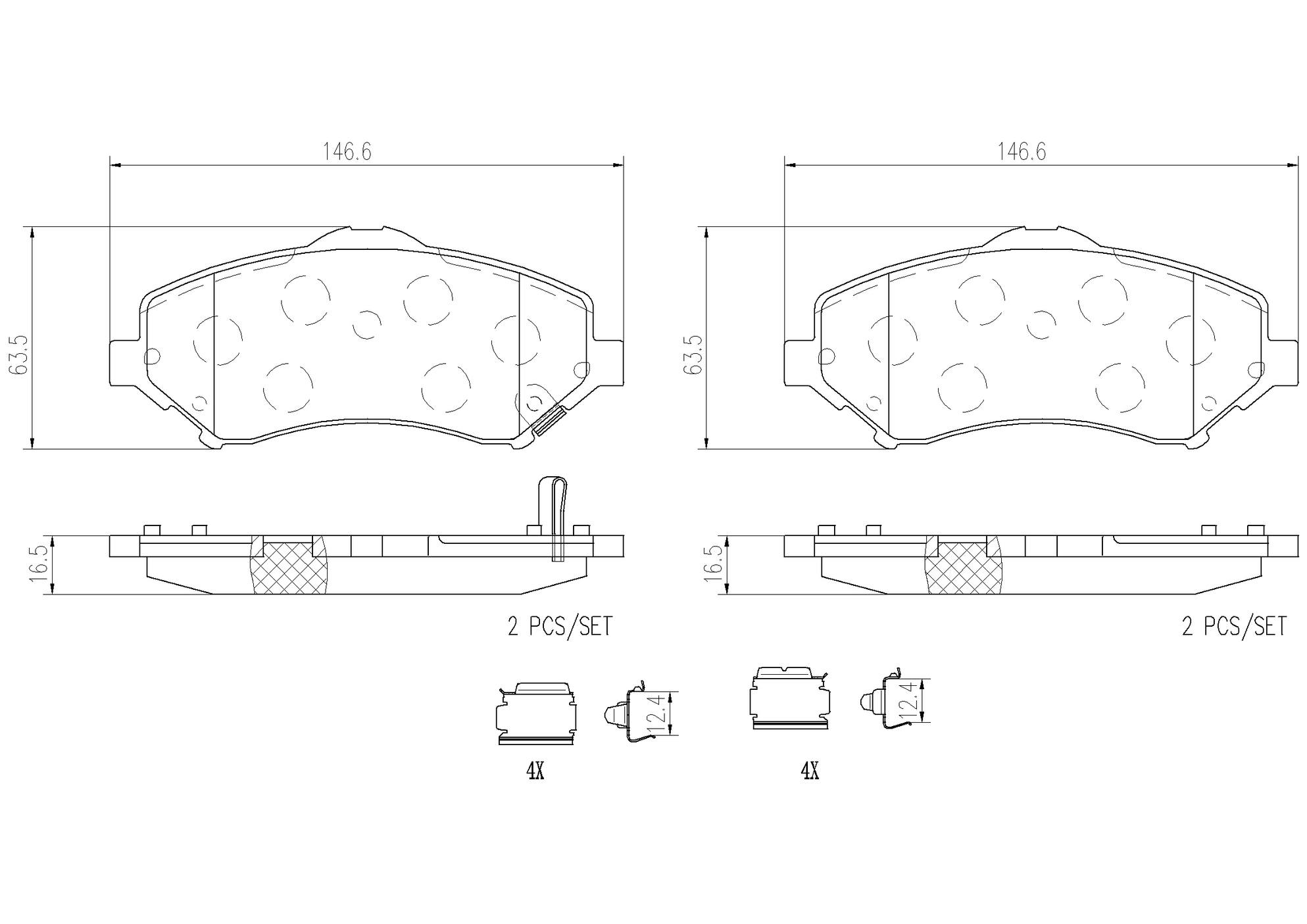 Chrysler Dodge Jeep Disc Brake Pad Set - Front (Ceramic) 68093323AB Brembo