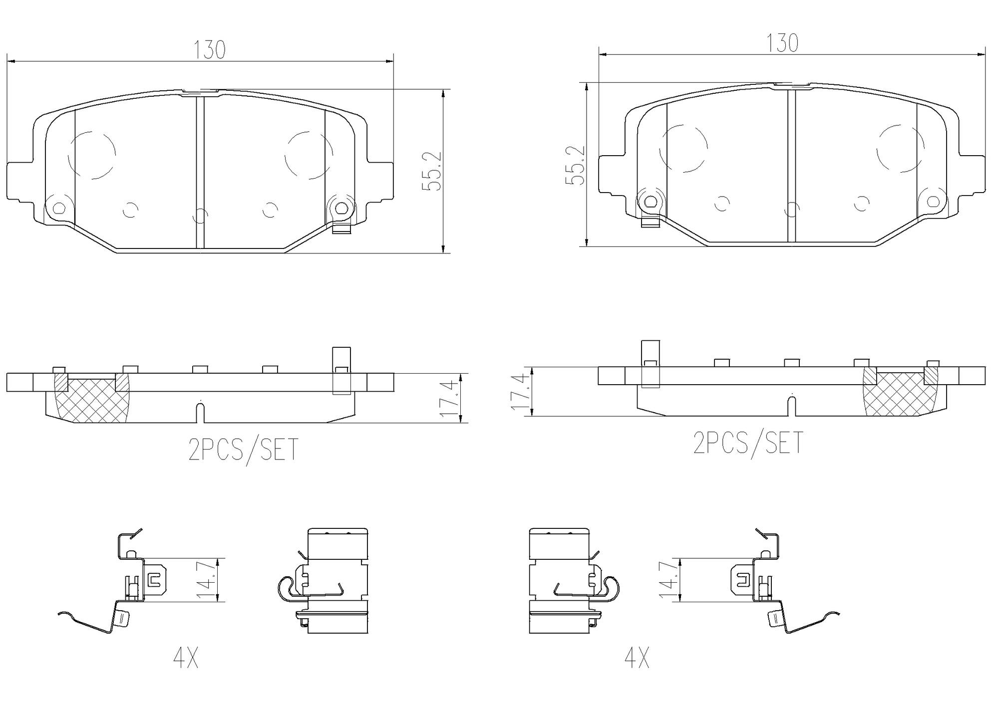 Chrysler Ram Volkswagen Disc Brake Pad Set - Rear (Ceramic) 7B0698451F Brembo