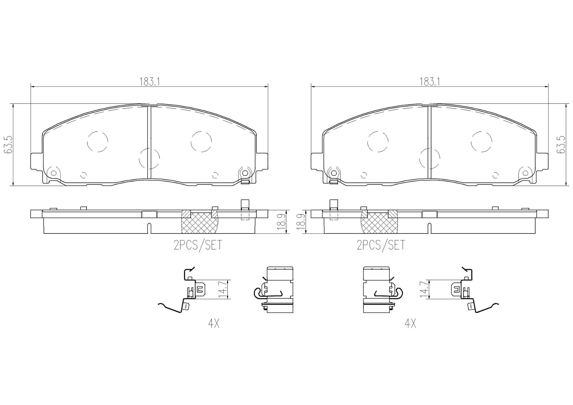 Chrysler Dodge Jeep Disc Brake Pad Set - Front (Ceramic) 68317914AA Brembo