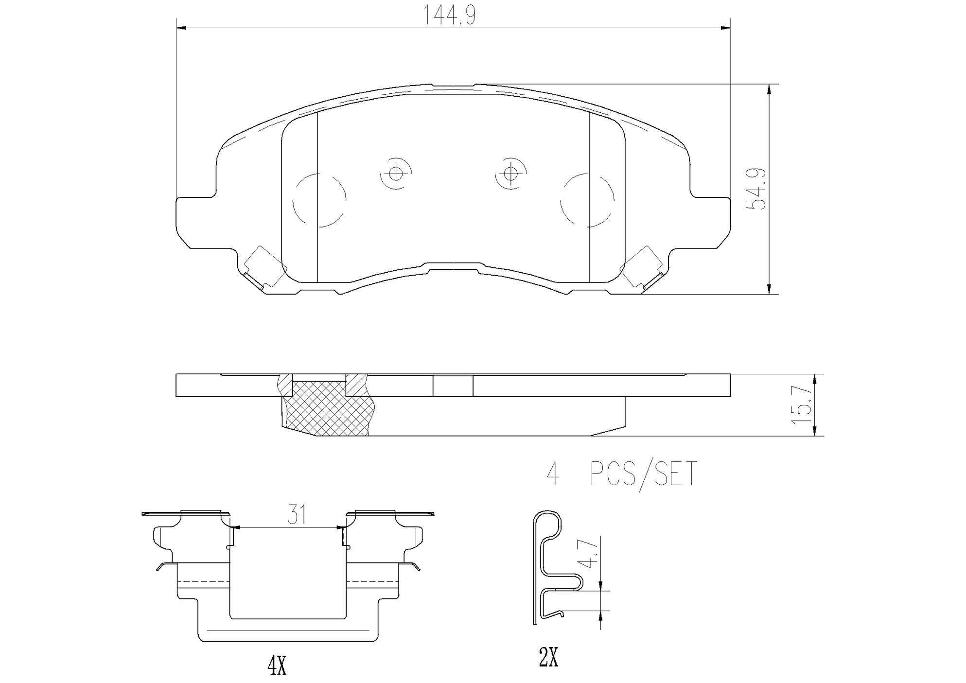 Chrysler Dodge Jeep Disc Brake Pad and Rotor Kit - Front (294mm) (Ceramic) Brembo