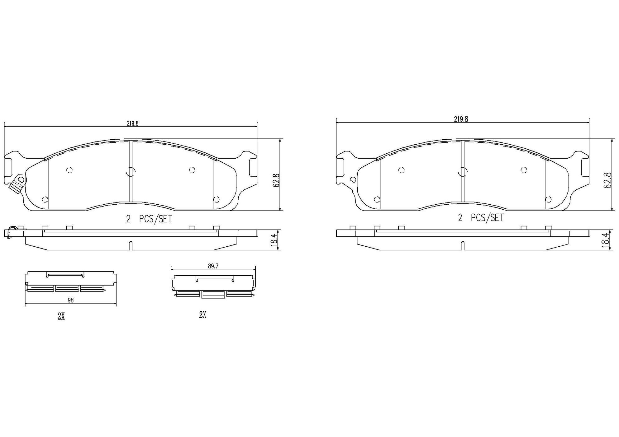 Dodge Disc Brake Pad Set - Front (Ceramic) 5093267AA Brembo