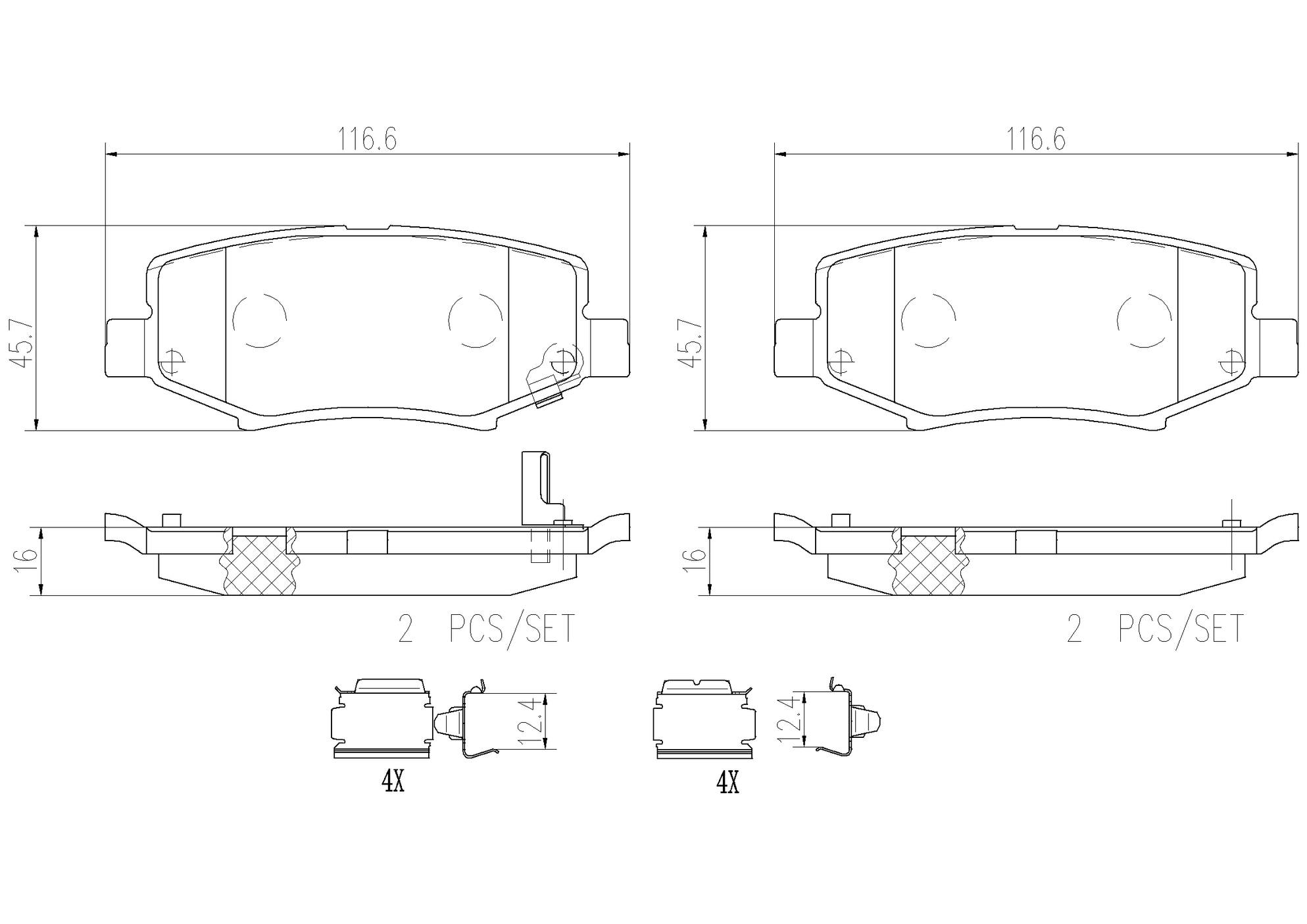 Dodge Jeep Disc Brake Pad Set - Rear (Ceramic) 68003776AA Brembo