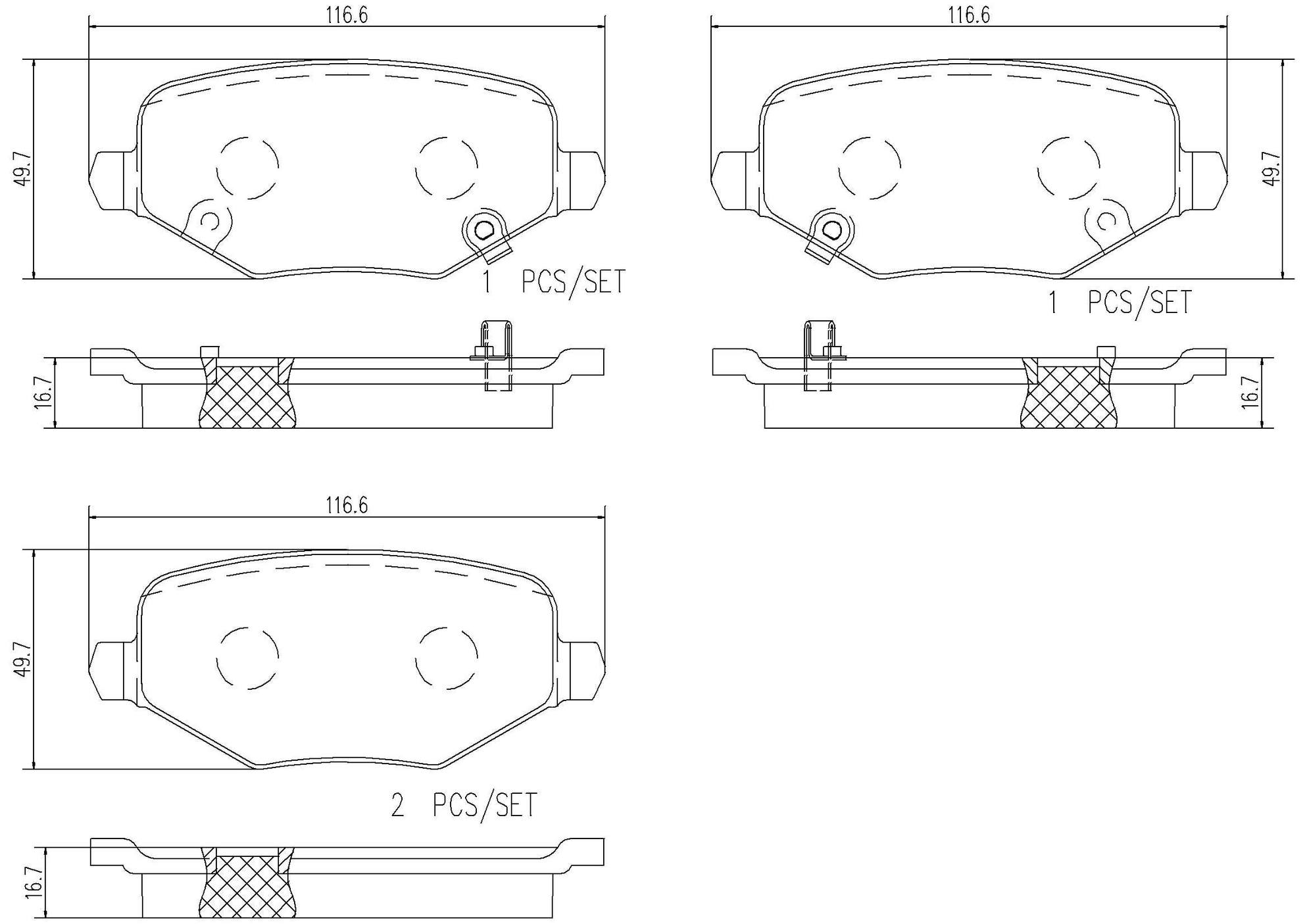 Chrysler Dodge Volkswagen Disc Brake Pad Set - Rear (Ceramic) 7B0698451G Brembo