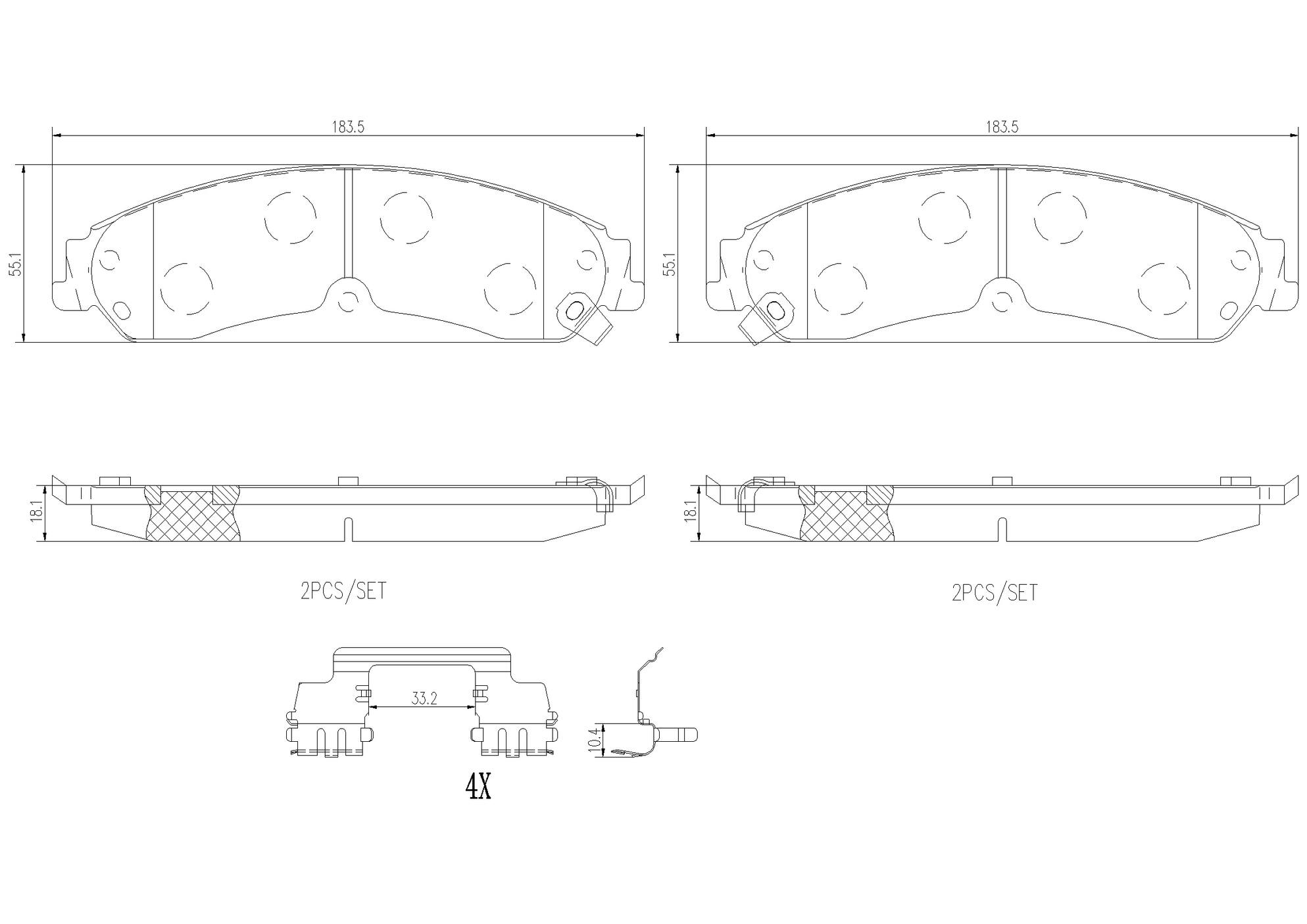 Chrysler Dodge Disc Brake Pad Set – Front (Ceramic) 68185434AA Brembo ...