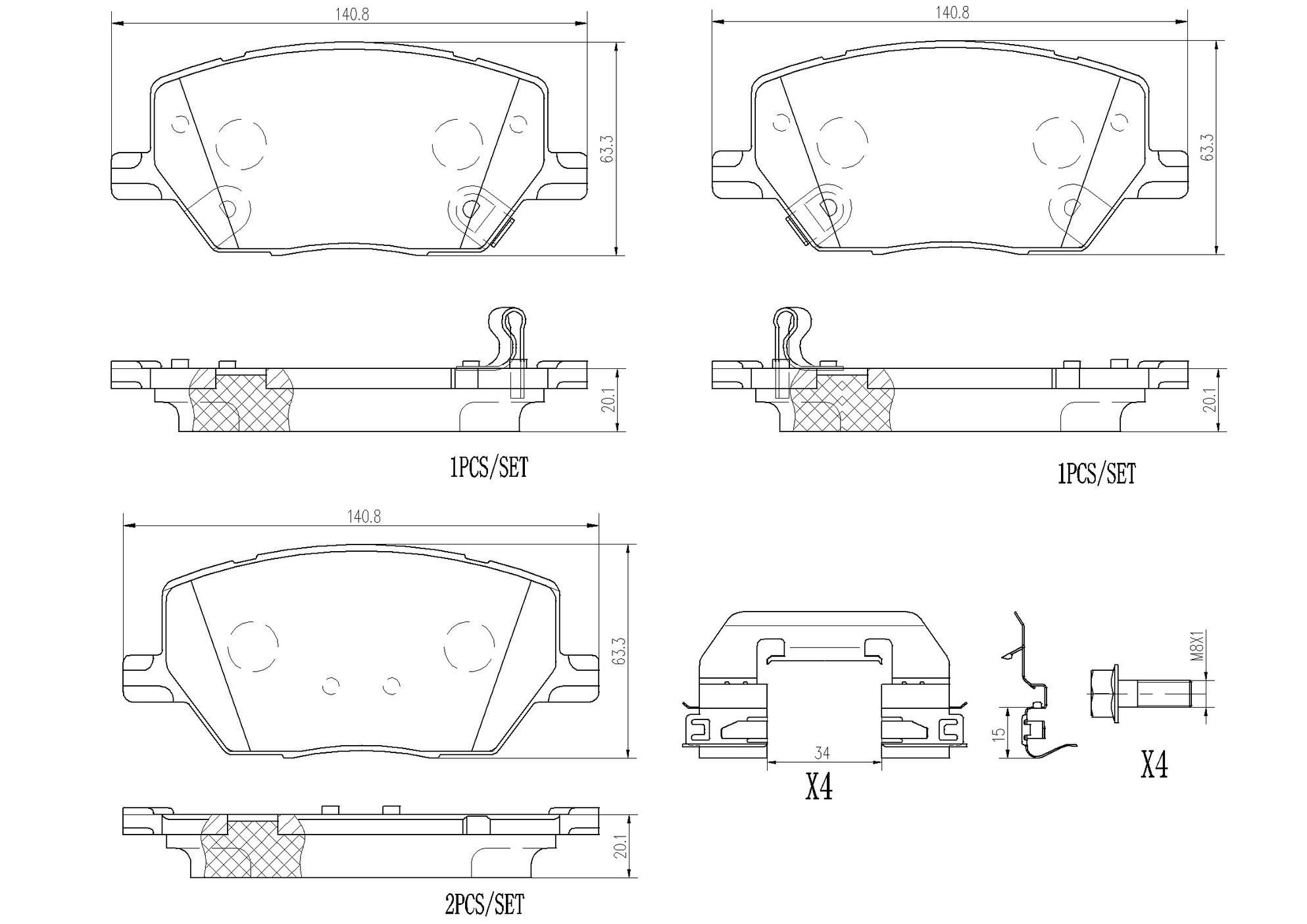 Jeep Fiat Disc Brake Pad Set – Front (Ceramic) 68404783AA Brembo Brembo ...