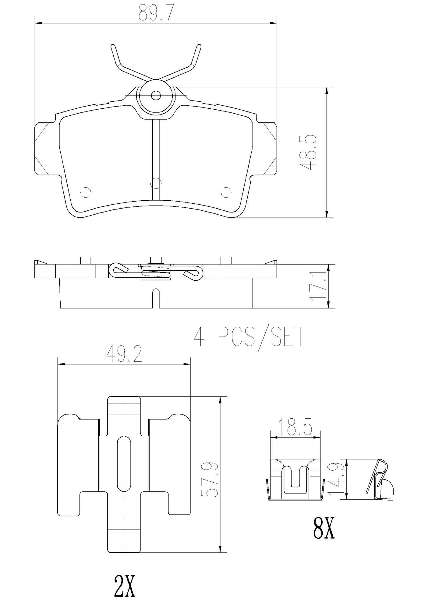 Ford Disc Brake Pad Set - Rear (Ceramic) F5ZZ2200A Brembo