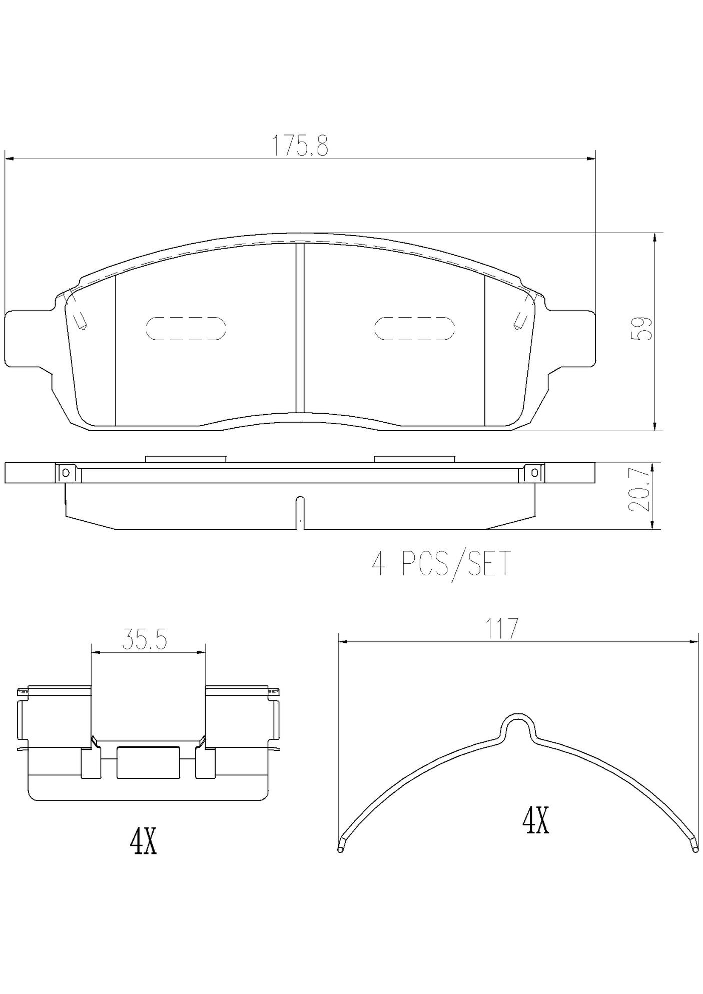 Ford Lincoln Disc Brake Pad Set - Front (Ceramic) 4U2Z2V001CA Brembo