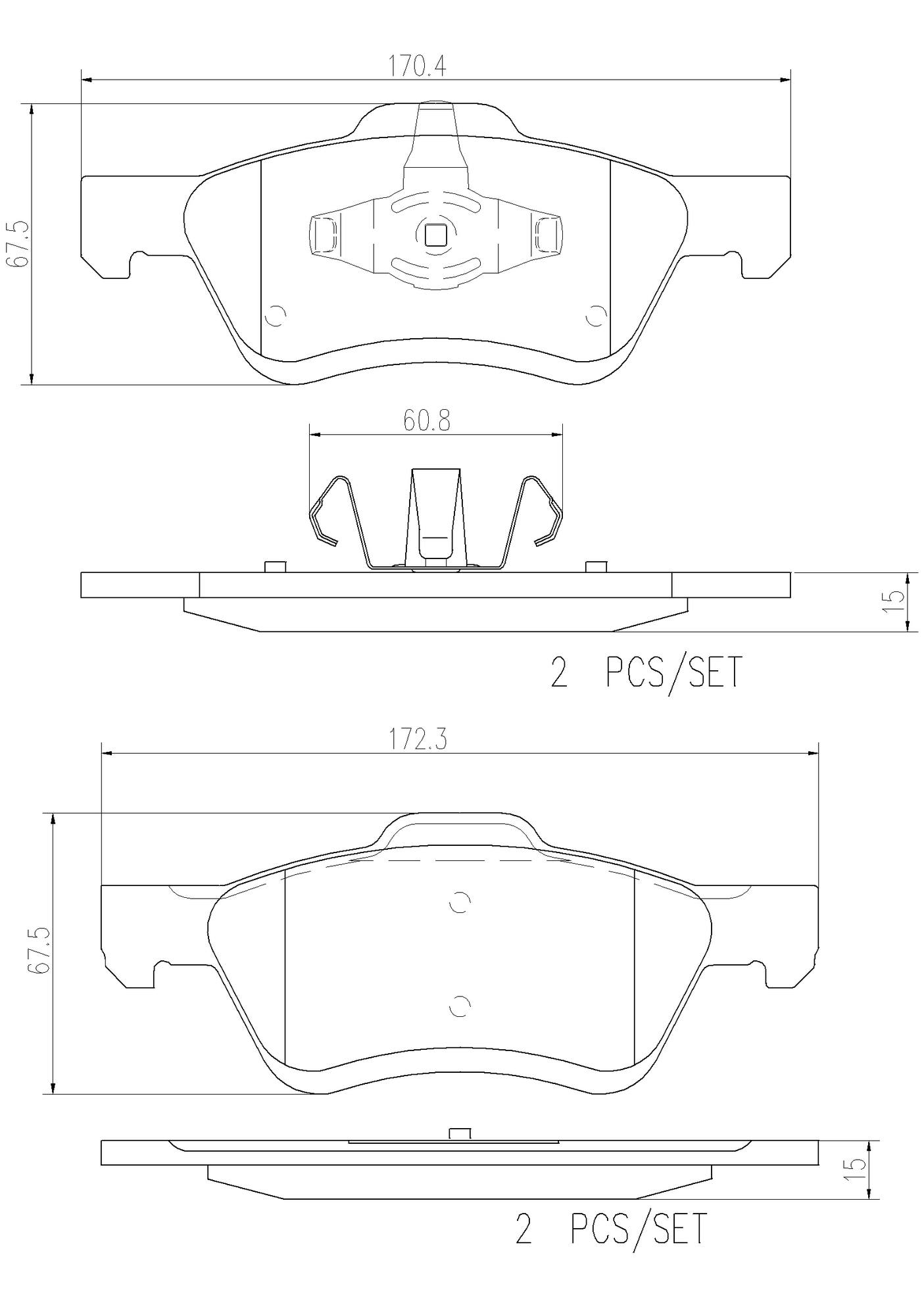 Ford Mazda Mercury Disc Brake Pad Set – Front (Ceramic) 8M6Z2001A ...