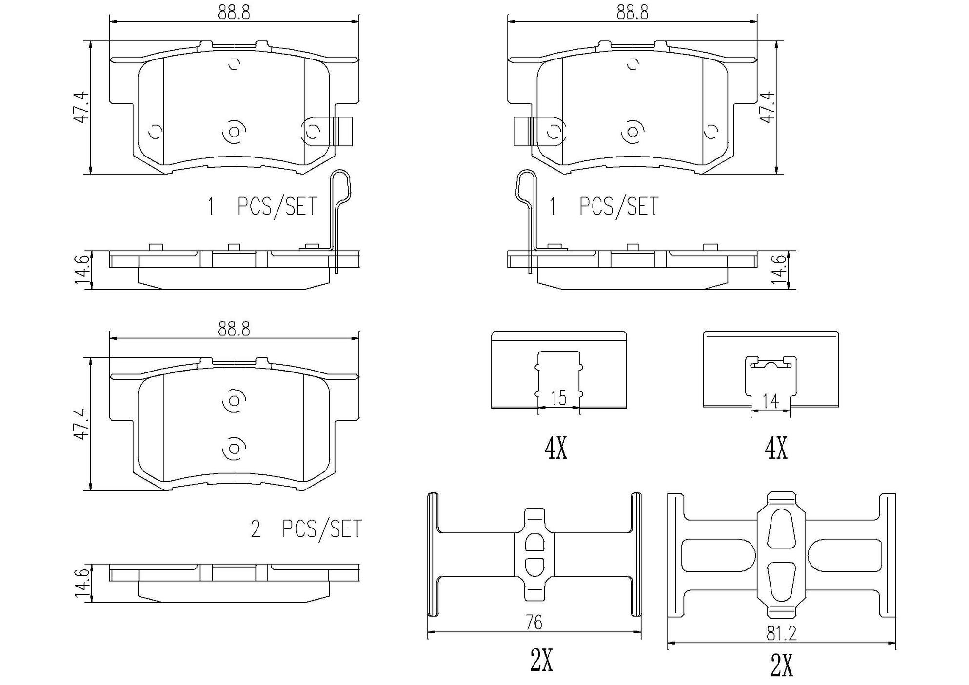 Honda Acura Disc Brake Pad and Rotor Kit - Rear (260mm) (Ceramic) Brembo