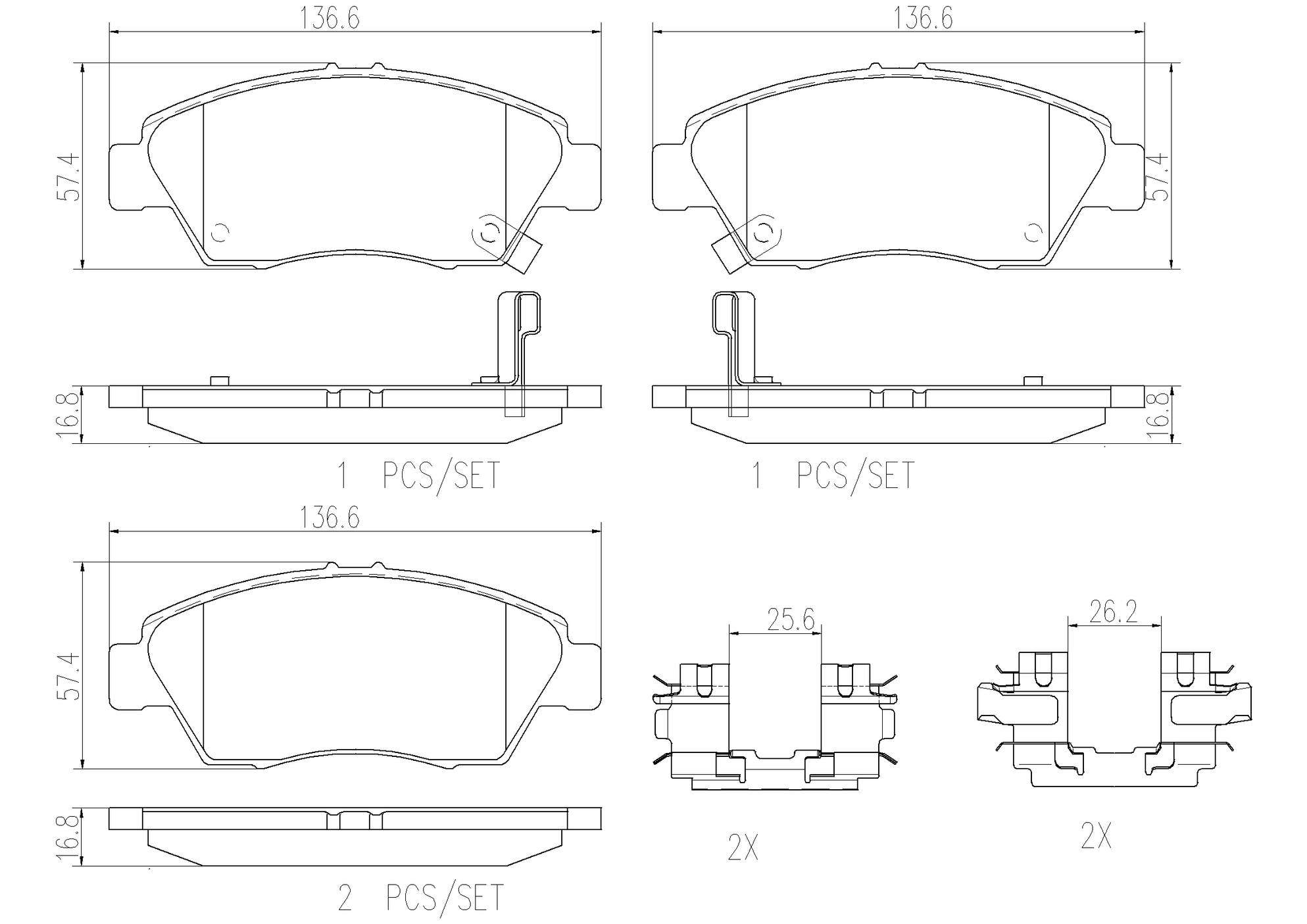 Honda Disc Brake Pad and Rotor Kit - Front (262mm) (Ceramic) Brembo