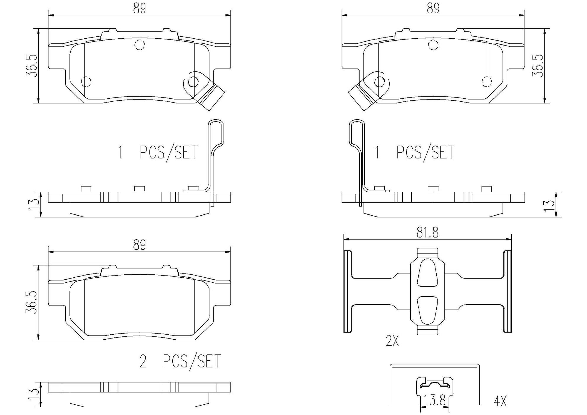 Honda Acura Disc Brake Pad and Rotor Kit - Rear (239mm) (Ceramic) Brembo