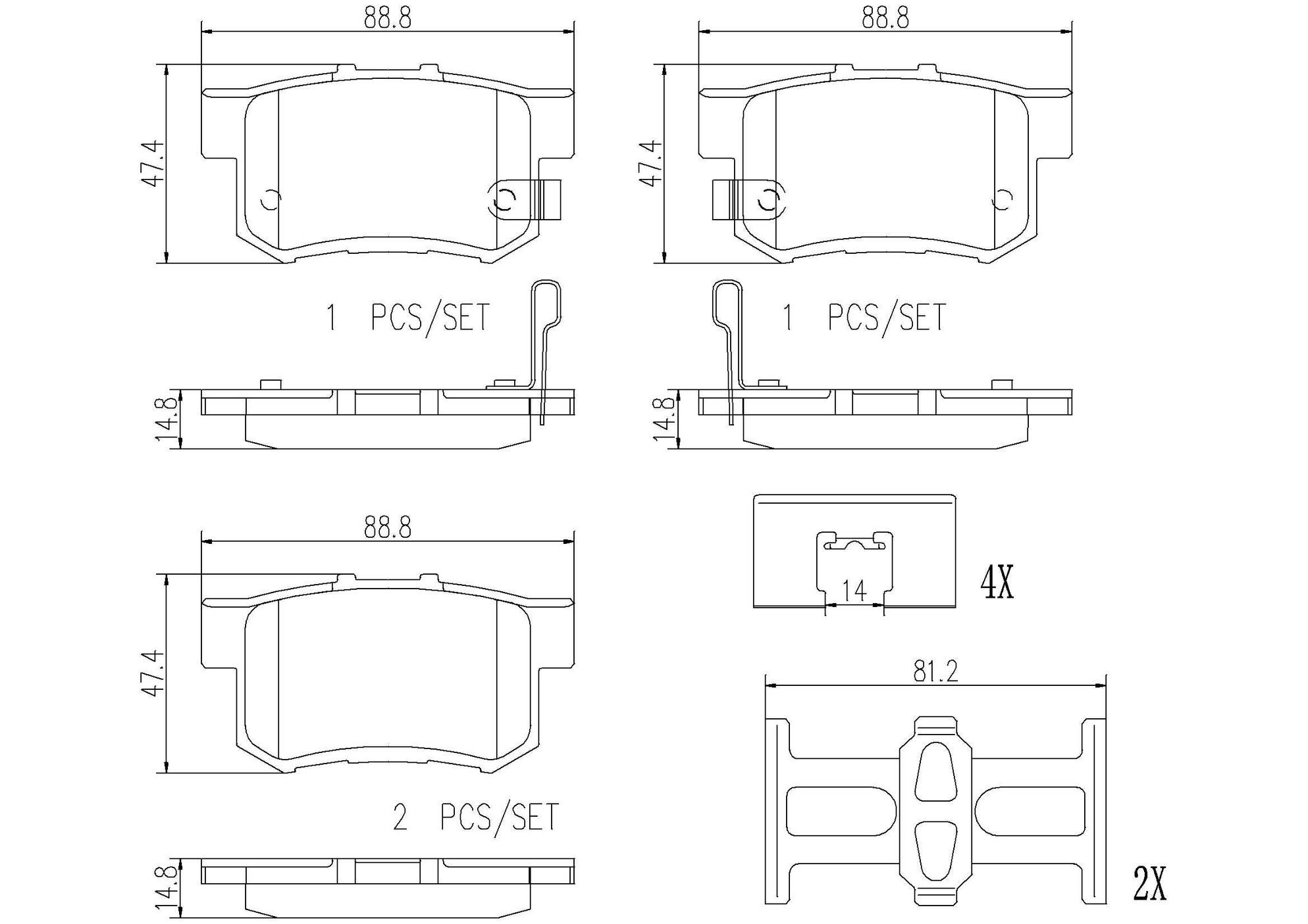Acura Disc Brake Pad and Rotor Kit - Rear (282mm) (Ceramic) Brembo