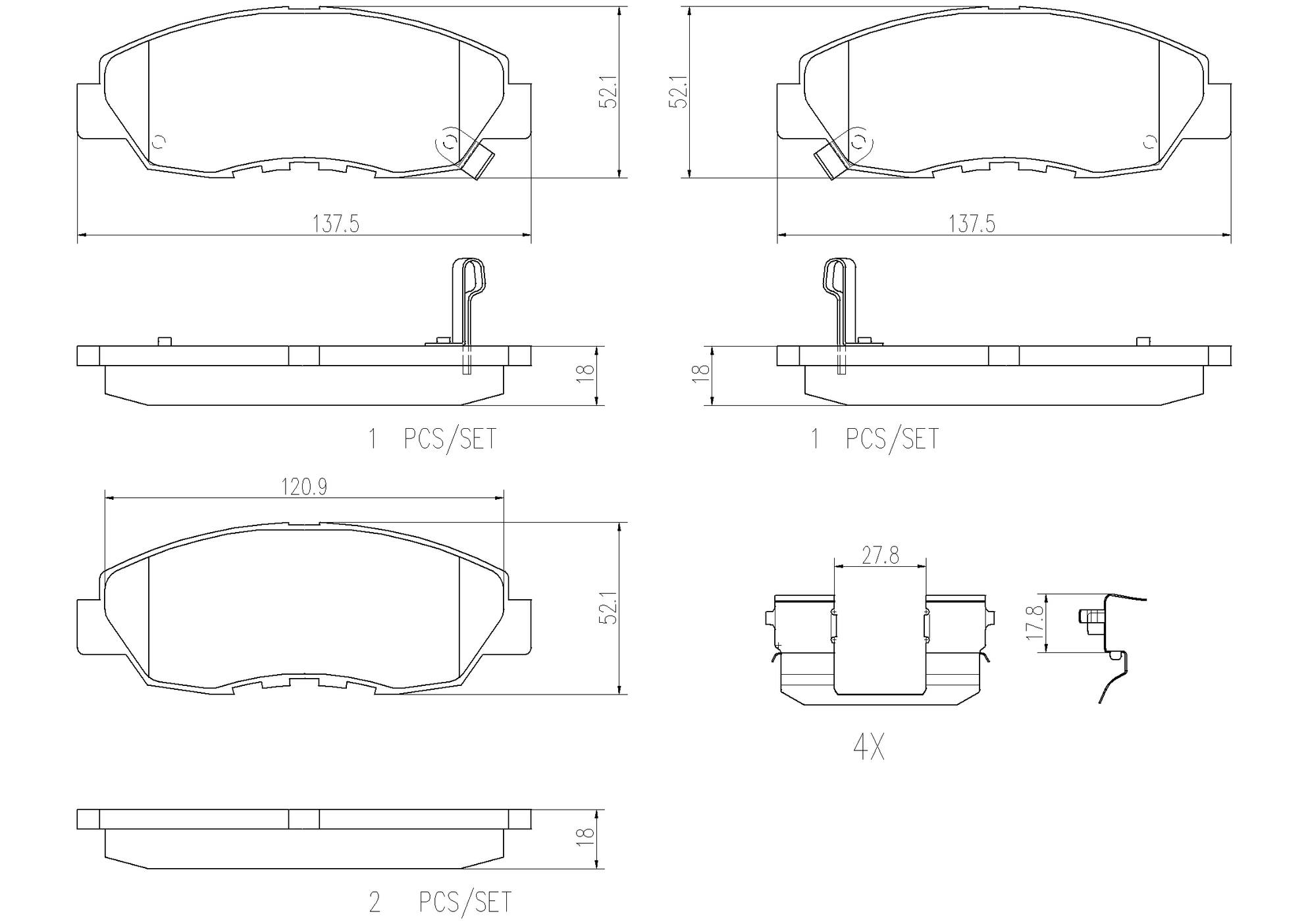 Honda Disc Brake Pad and Rotor Kit - Front (262mm) (Ceramic) Brembo