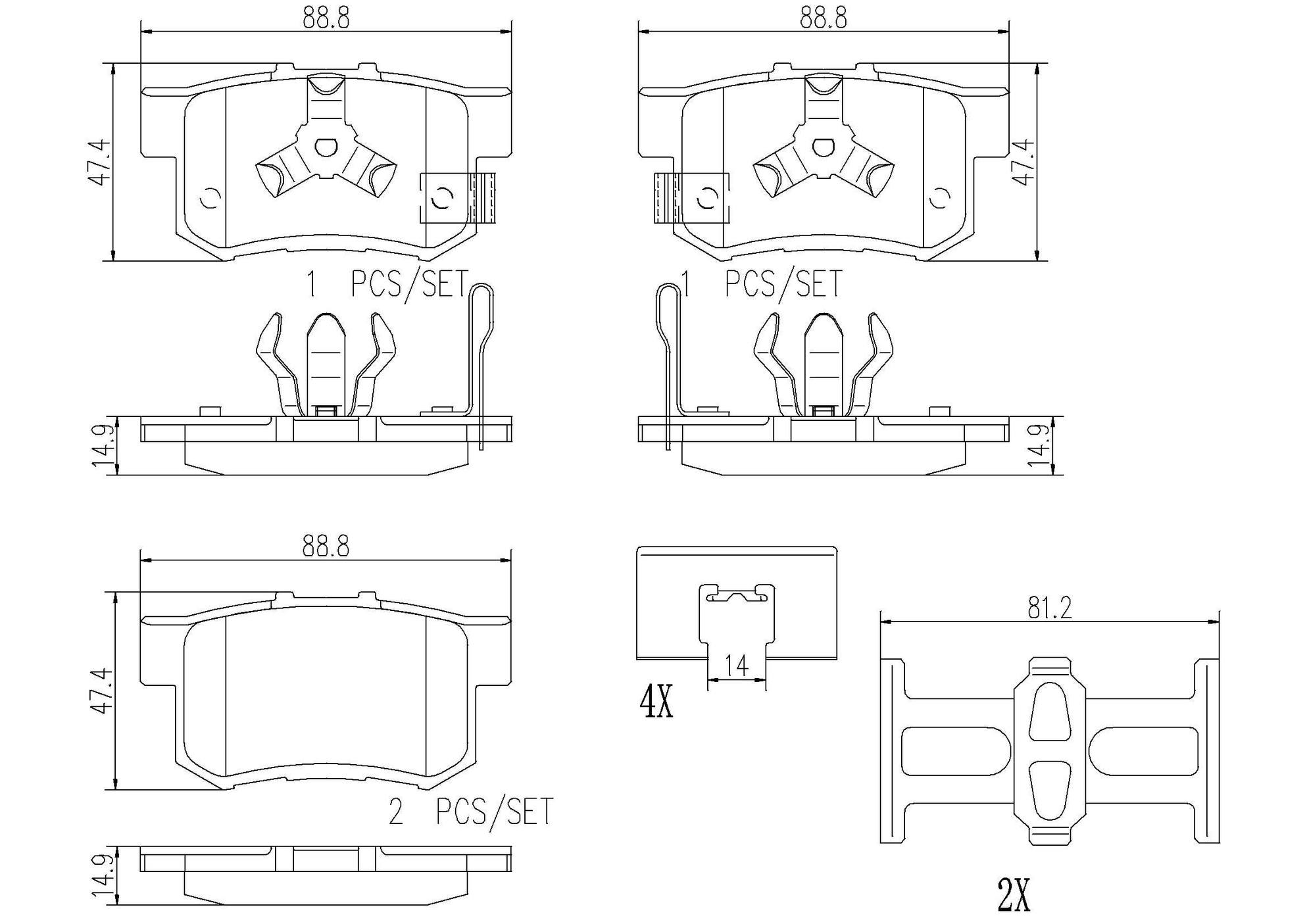 Honda Disc Brake Pad and Rotor Kit - Rear (305mm) (Ceramic) Brembo