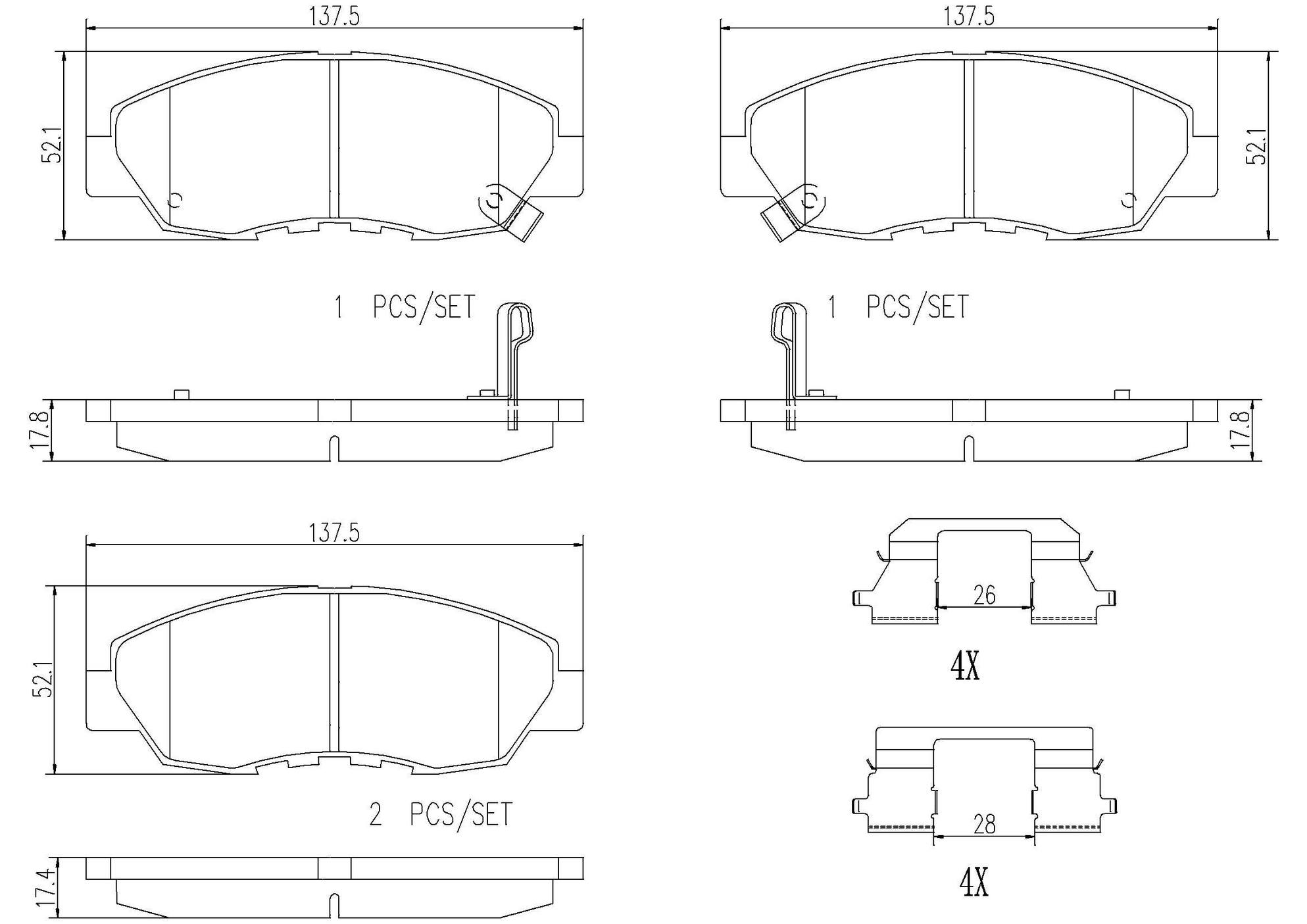 Honda Disc Brake Pad and Rotor Kit - Front (262mm) (Ceramic) (Xtra) Brembo