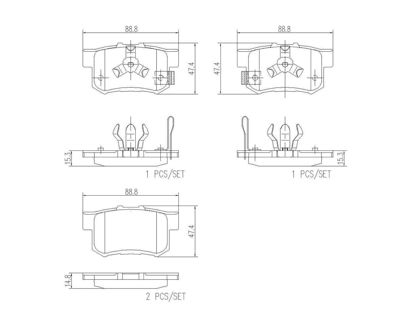 Honda Disc Brake Pad and Rotor Kit - Rear (305mm) (Ceramic) Brembo