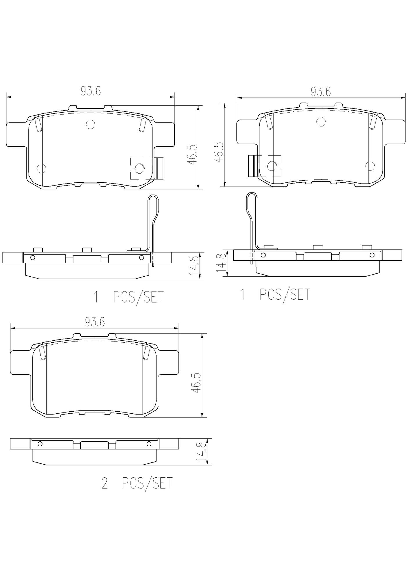 Honda Acura Disc Brake Pad and Rotor Kit - Rear (282mm) (Ceramic) Brembo