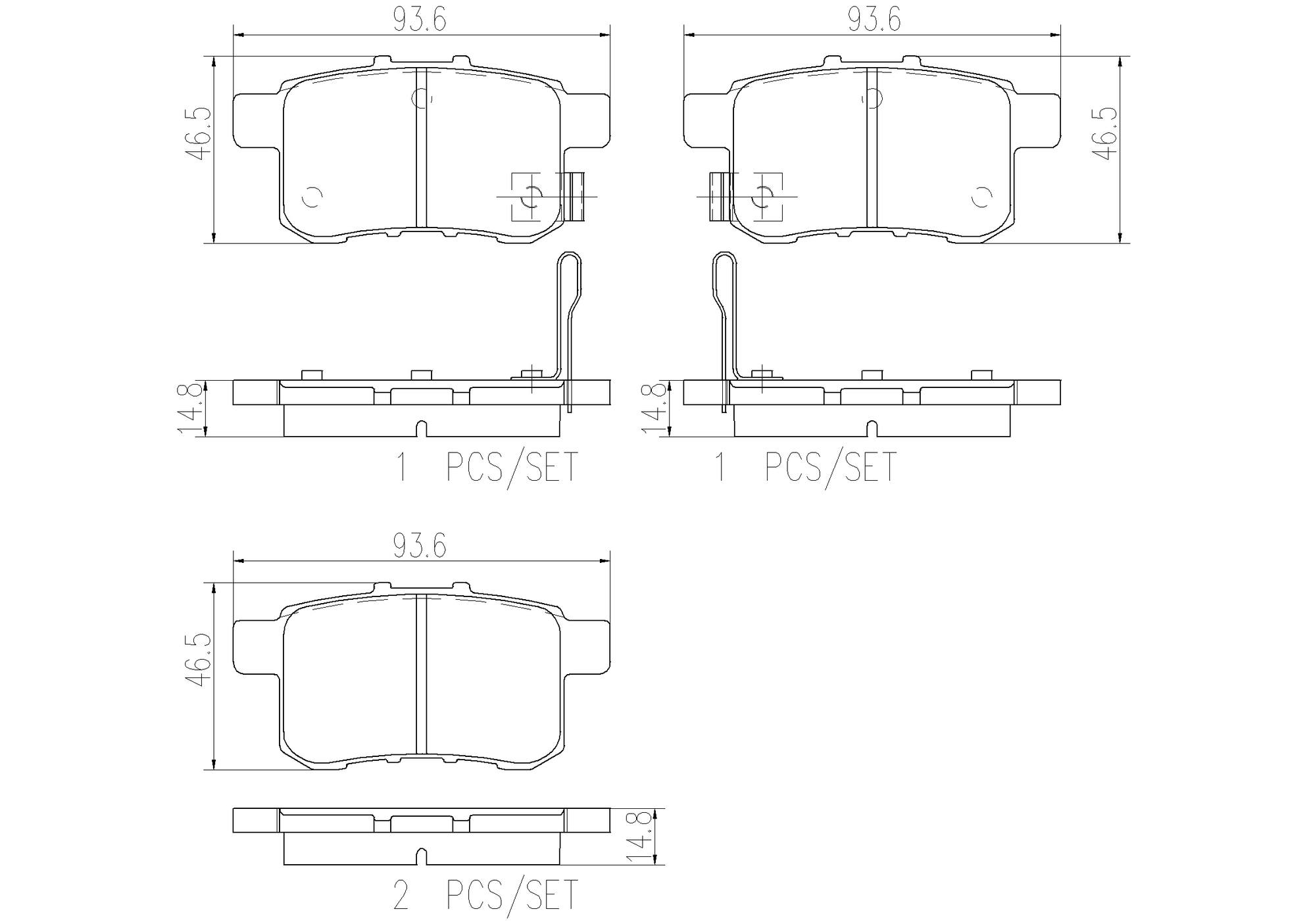 Honda Acura Disc Brake Pad and Rotor Kit - Rear (282mm) (Ceramic) Brembo