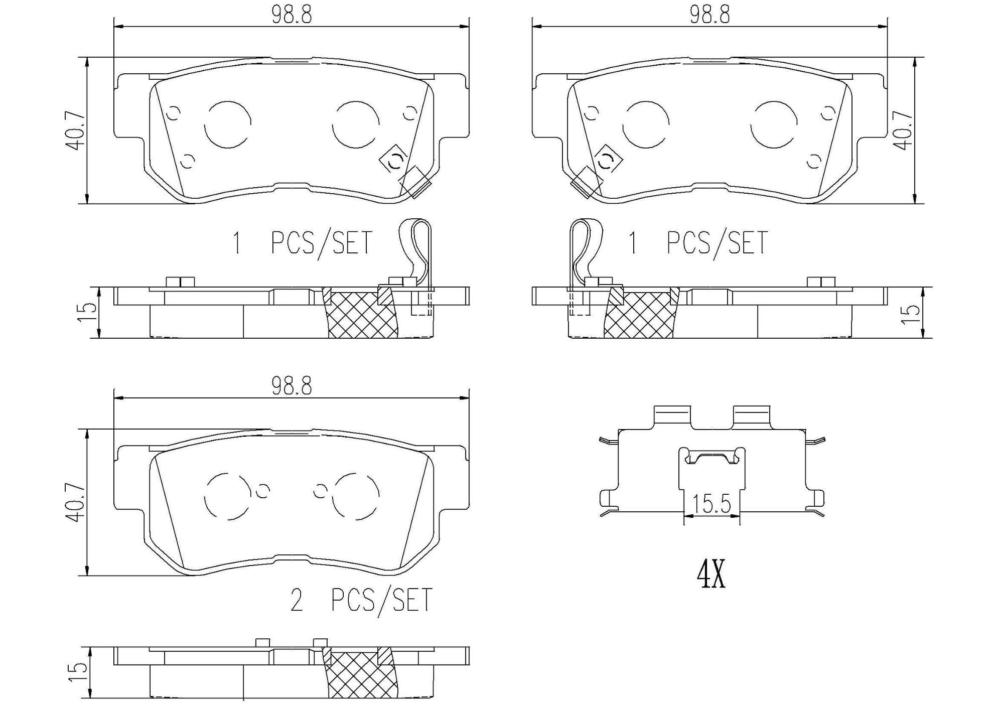 Kia Hyundai Disc Brake Pad Set - Rear (Ceramic) 583023FA00 Brembo