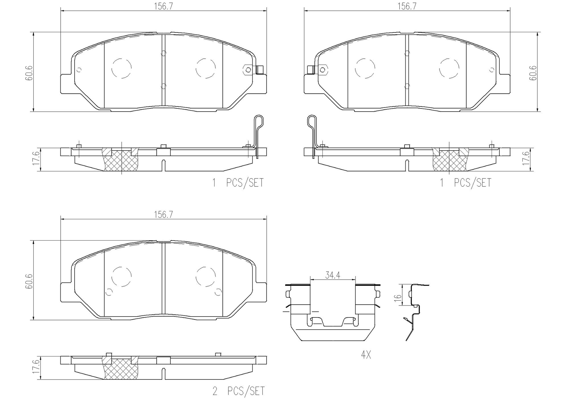 Kia Hyundai Disc Brake Pad Set - Front (Ceramic) 581014DU00 Brembo