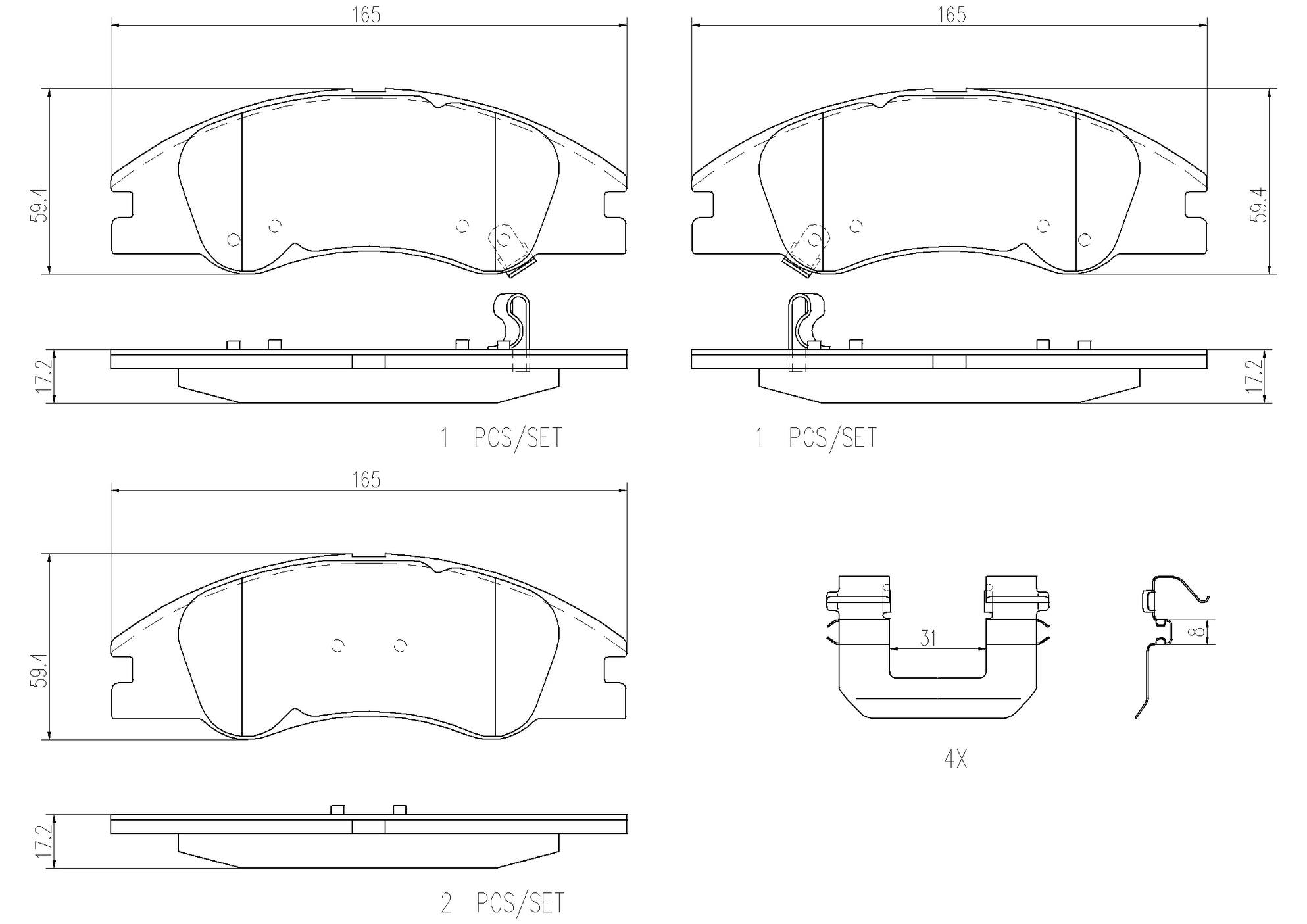 Kia Disc Brake Pad Set - Front (Ceramic) 581012FA10 Brembo