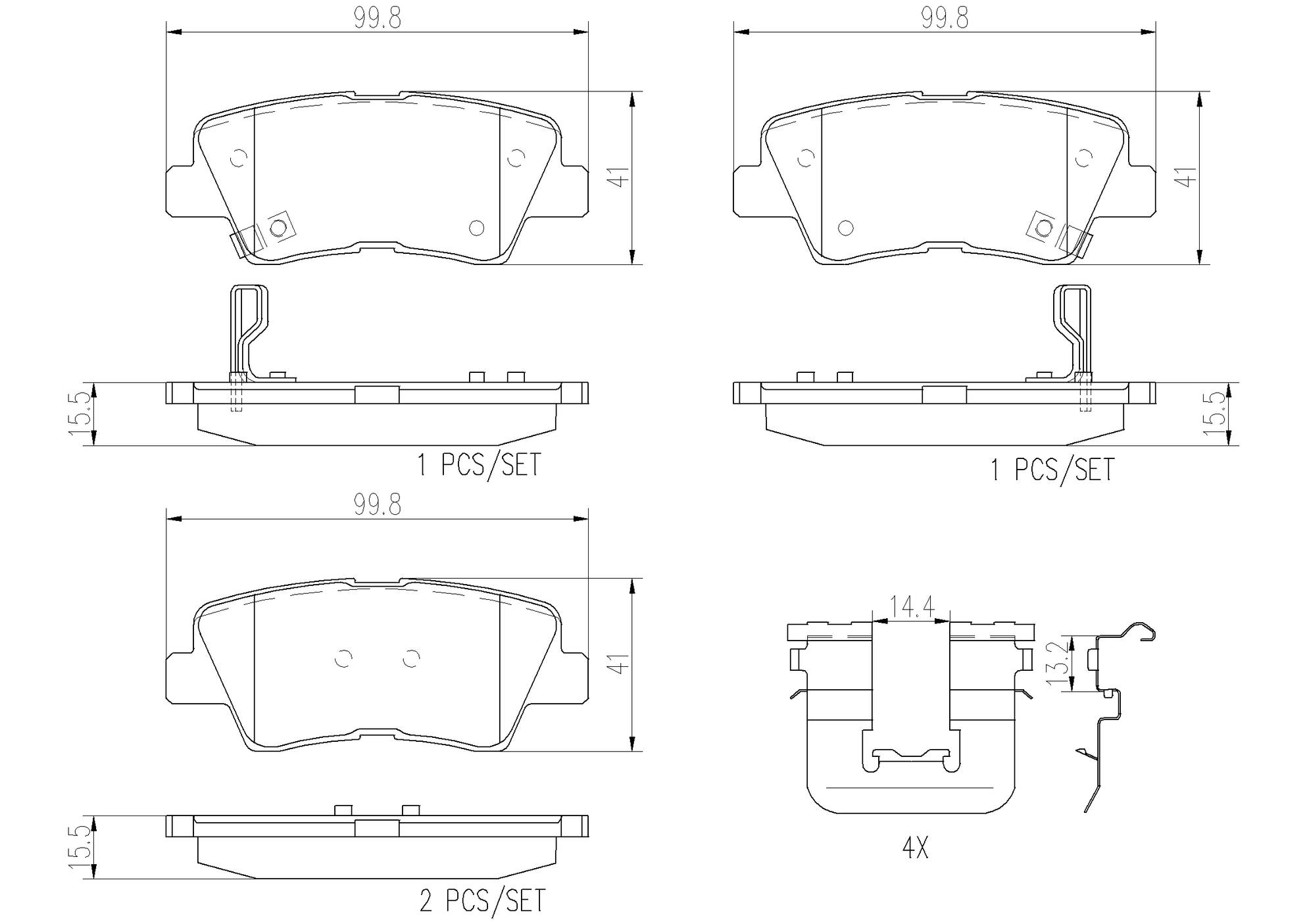 Kia Hyundai Disc Brake Pad Set - Rear (Ceramic) 583024CA00 Brembo