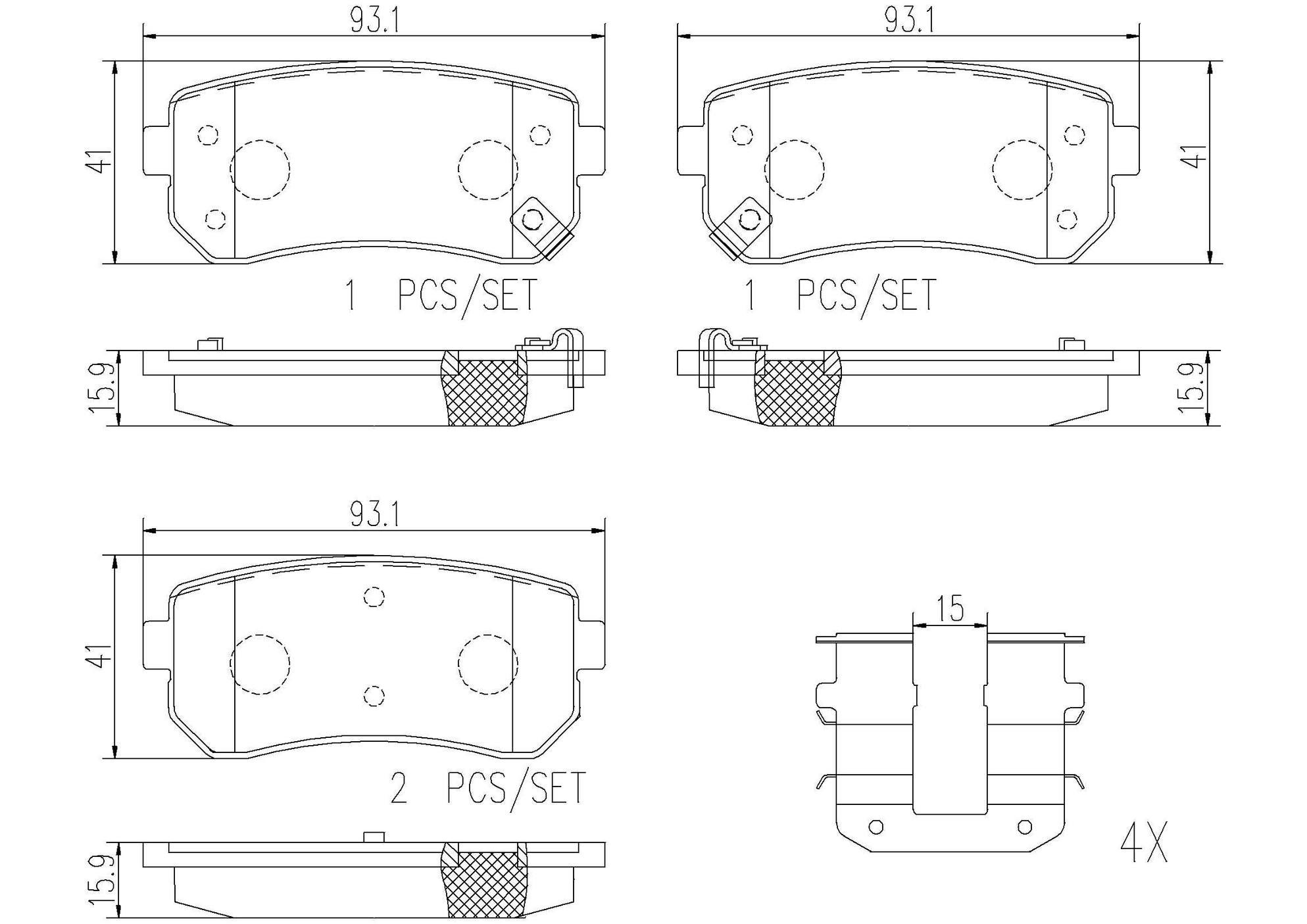 Kia Hyundai Disc Brake Pad and Rotor Kit - Rear (262mm) (Ceramic) Brembo