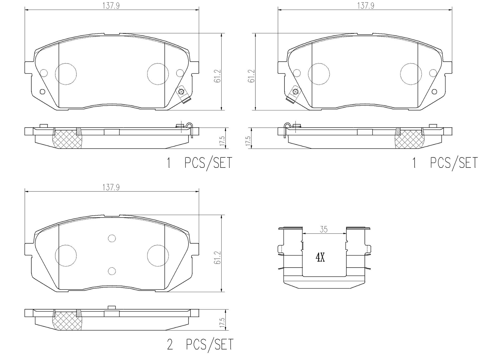 Kia Hyundai Disc Brake Pad Set - Front (Ceramic) 58101C2A20 Brembo