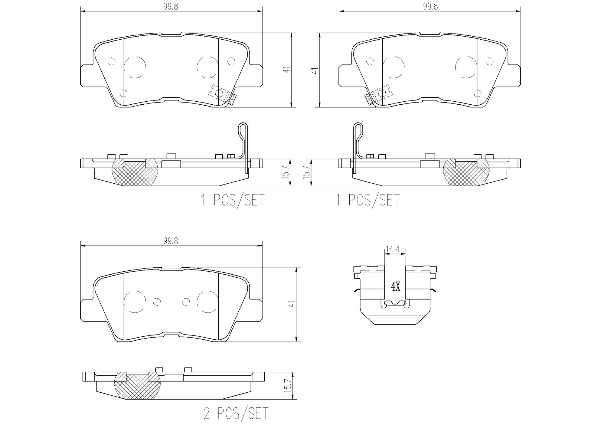 Kia Hyundai Disc Brake Pad Set - Rear (Ceramic) 58302H9A10 Brembo