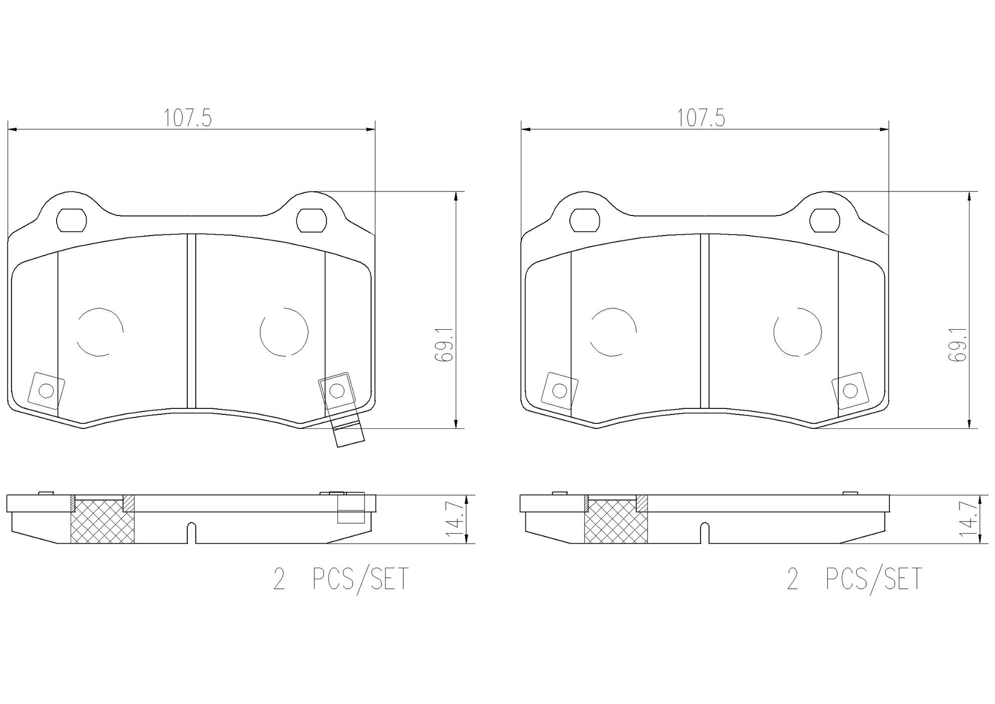 Tesla Disc Brake Pad and Rotor Kit - Rear (365mm) (Ceramic) Brembo