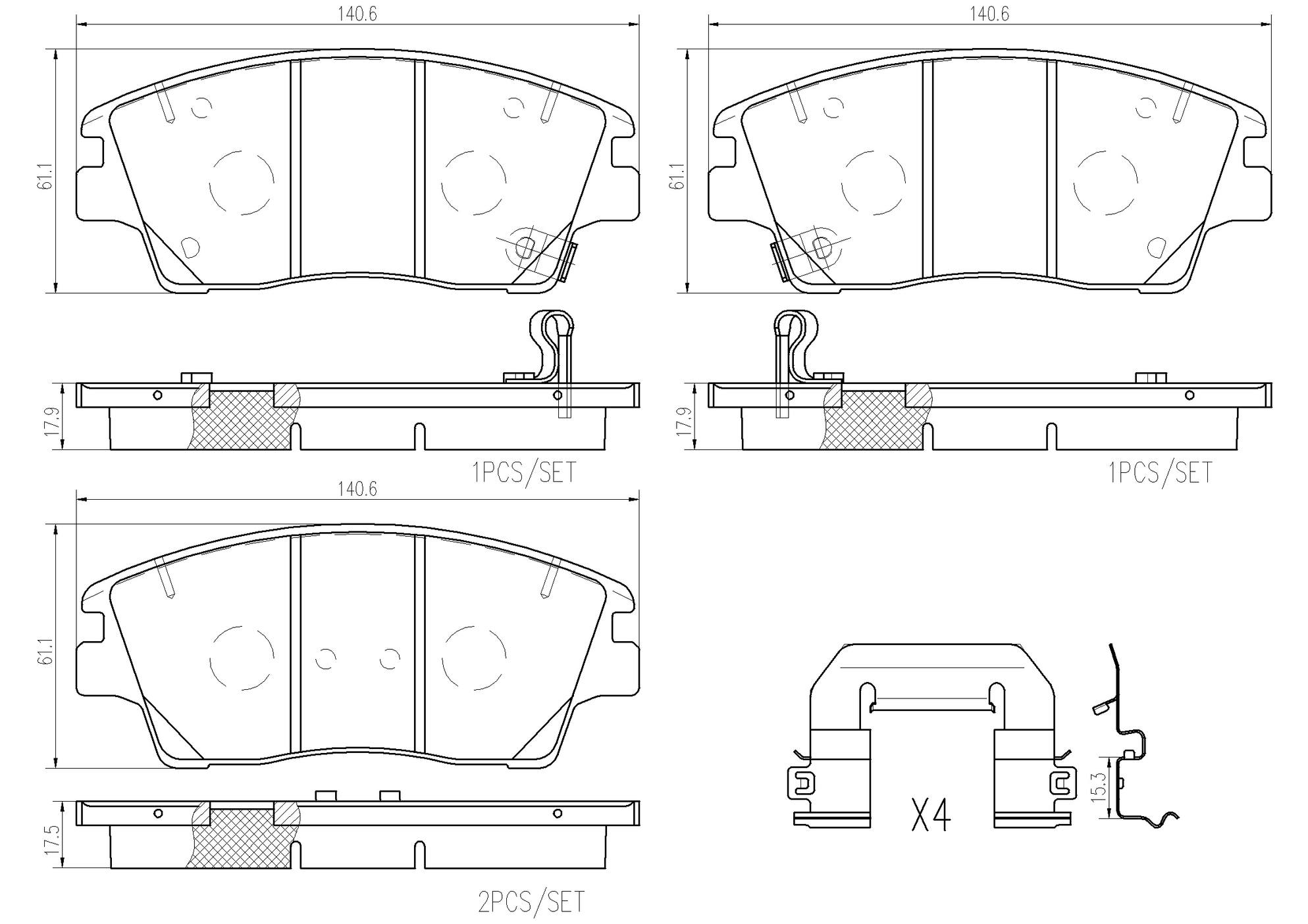 Hyundai Kia Disc Brake Pad Set - Front (Ceramic) 58101F2A50 Brembo