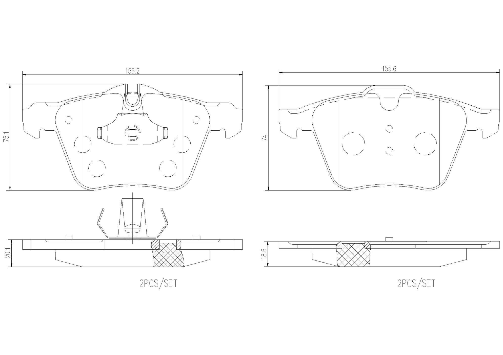 Jaguar Disc Brake Pad Set – Front (Ceramic) T2R10202 Brembo Brembo