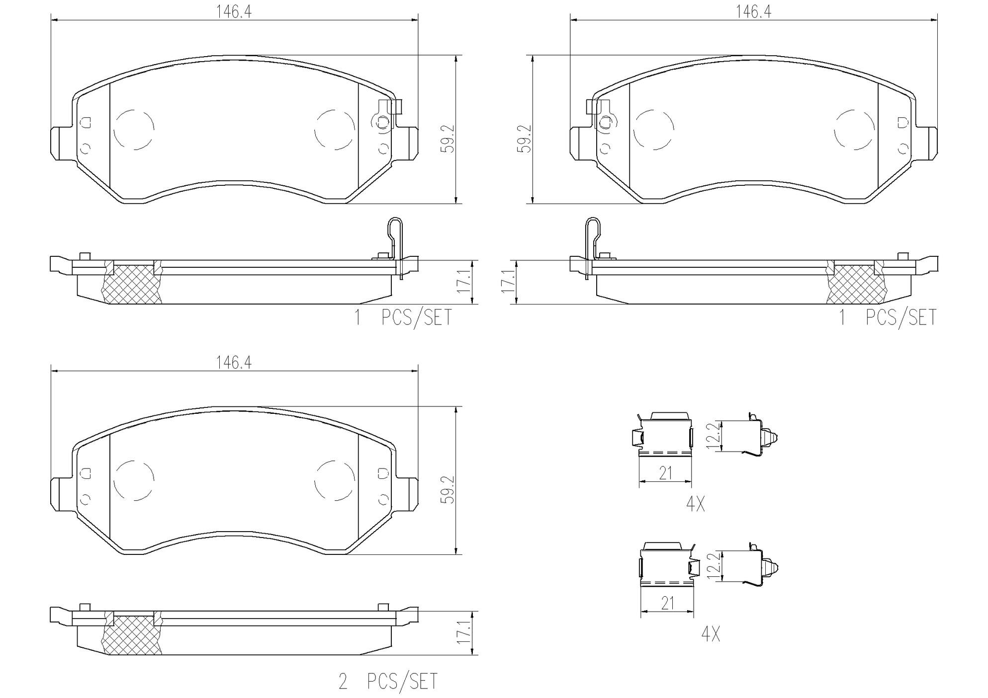 Chrysler Dodge Jeep Disc Brake Pad Set - Front (Ceramic) 5139899AA Brembo