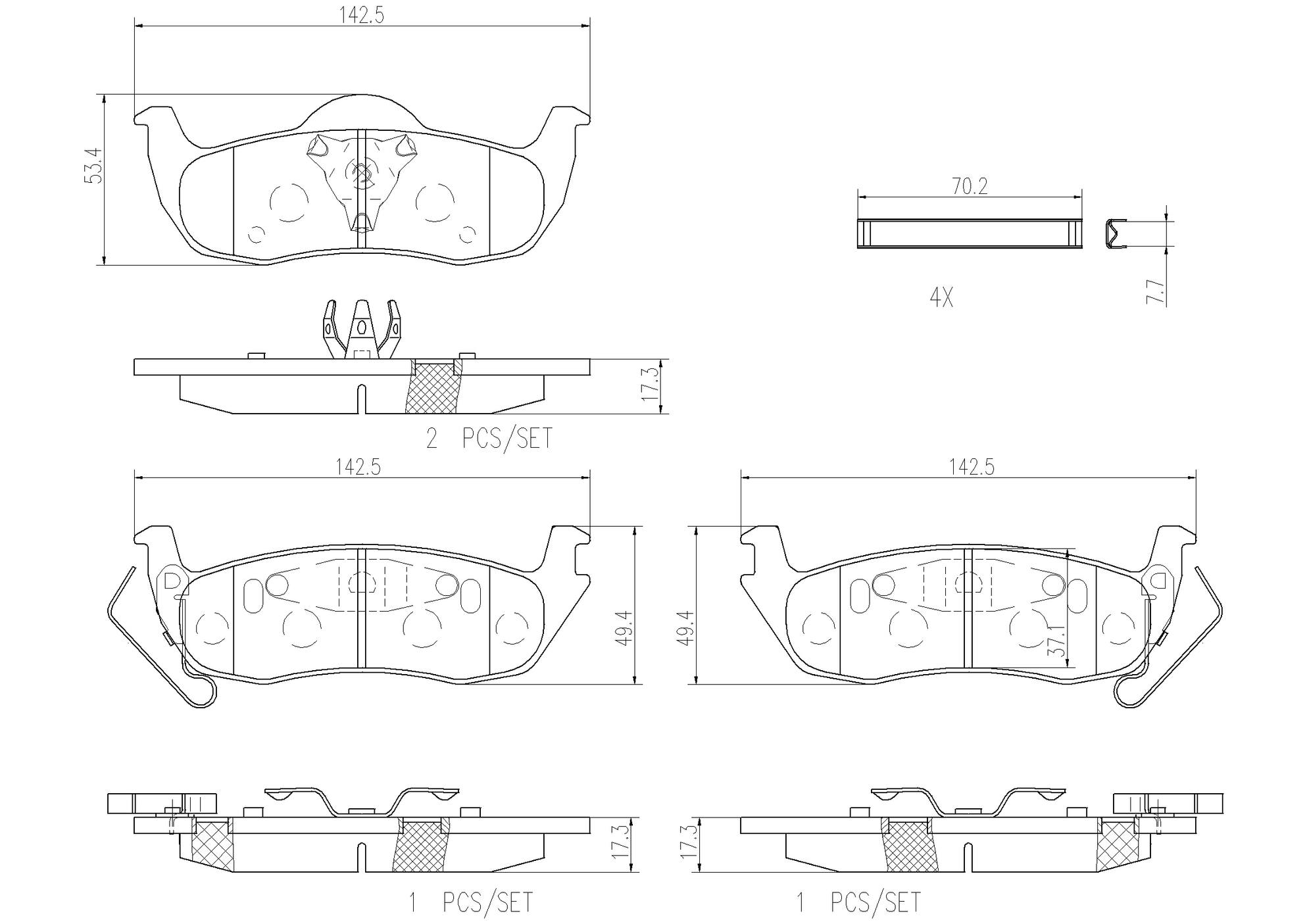 Jeep Disc Brake Pad Set - Rear (Ceramic) 5080871AB Brembo