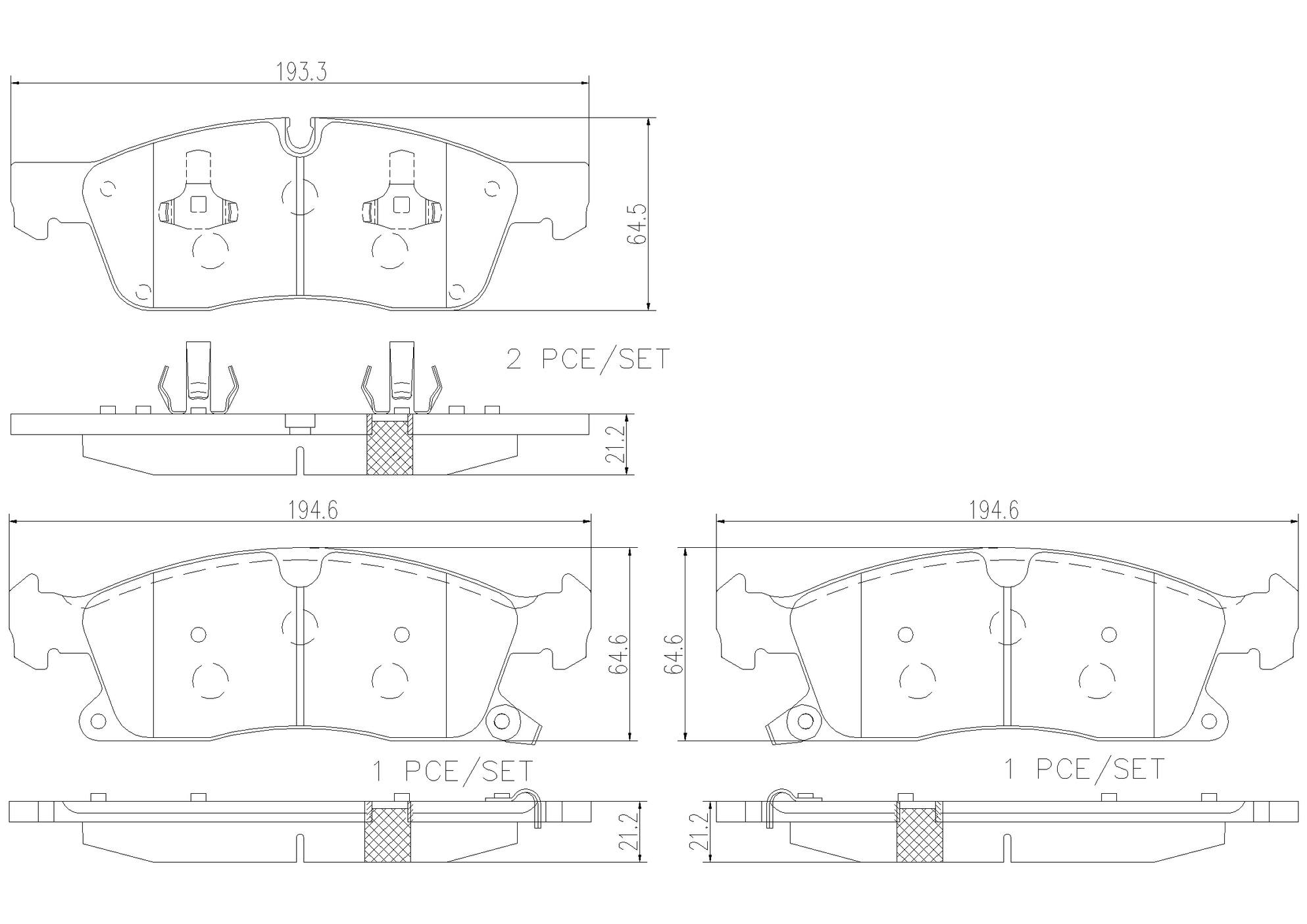 Jeep Disc Brake Pad Set - Front (Ceramic) 68052370AD Brembo