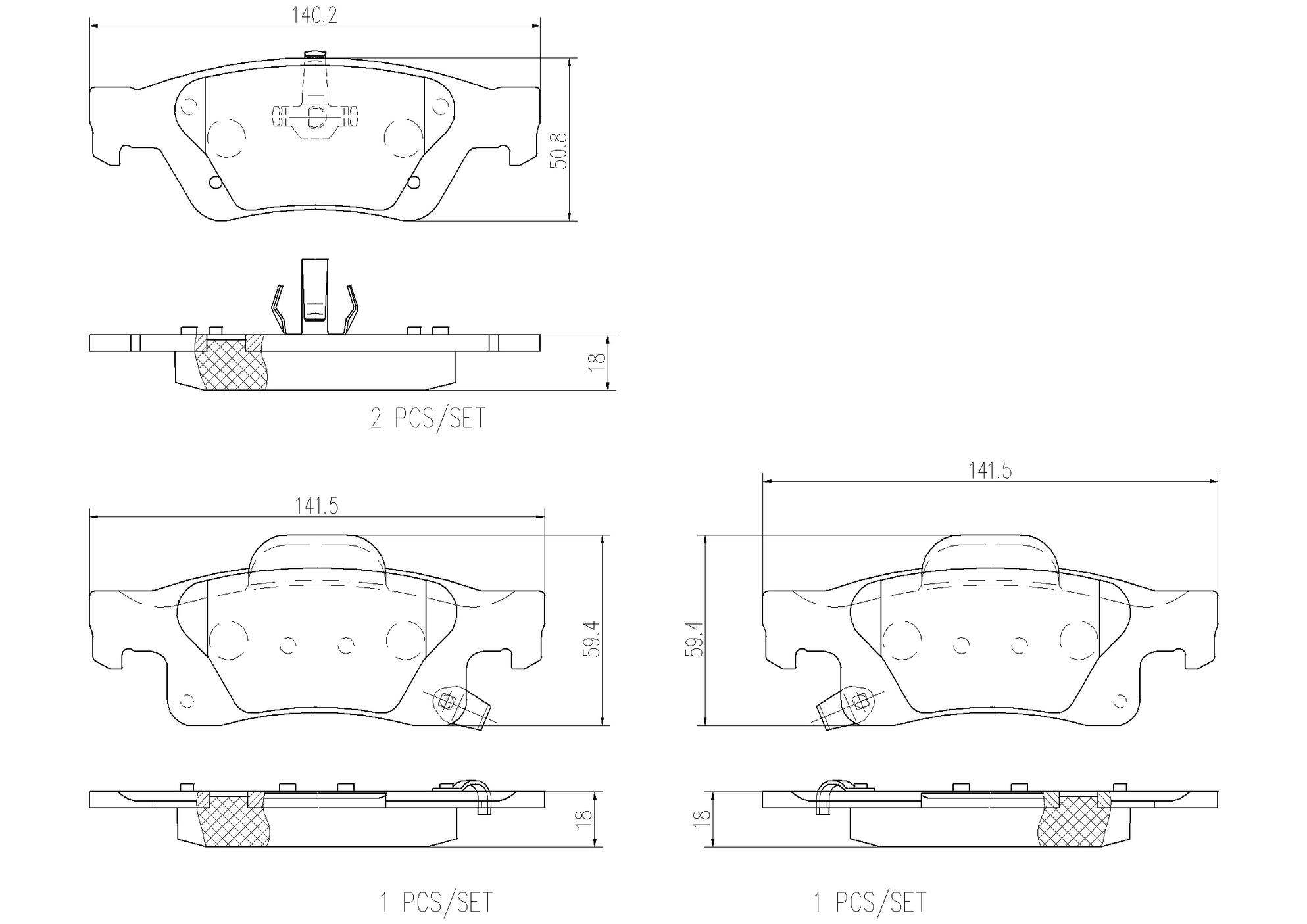 Dodge Jeep Disc Brake Pad Set - Rear (Ceramic) 68052386AA Brembo