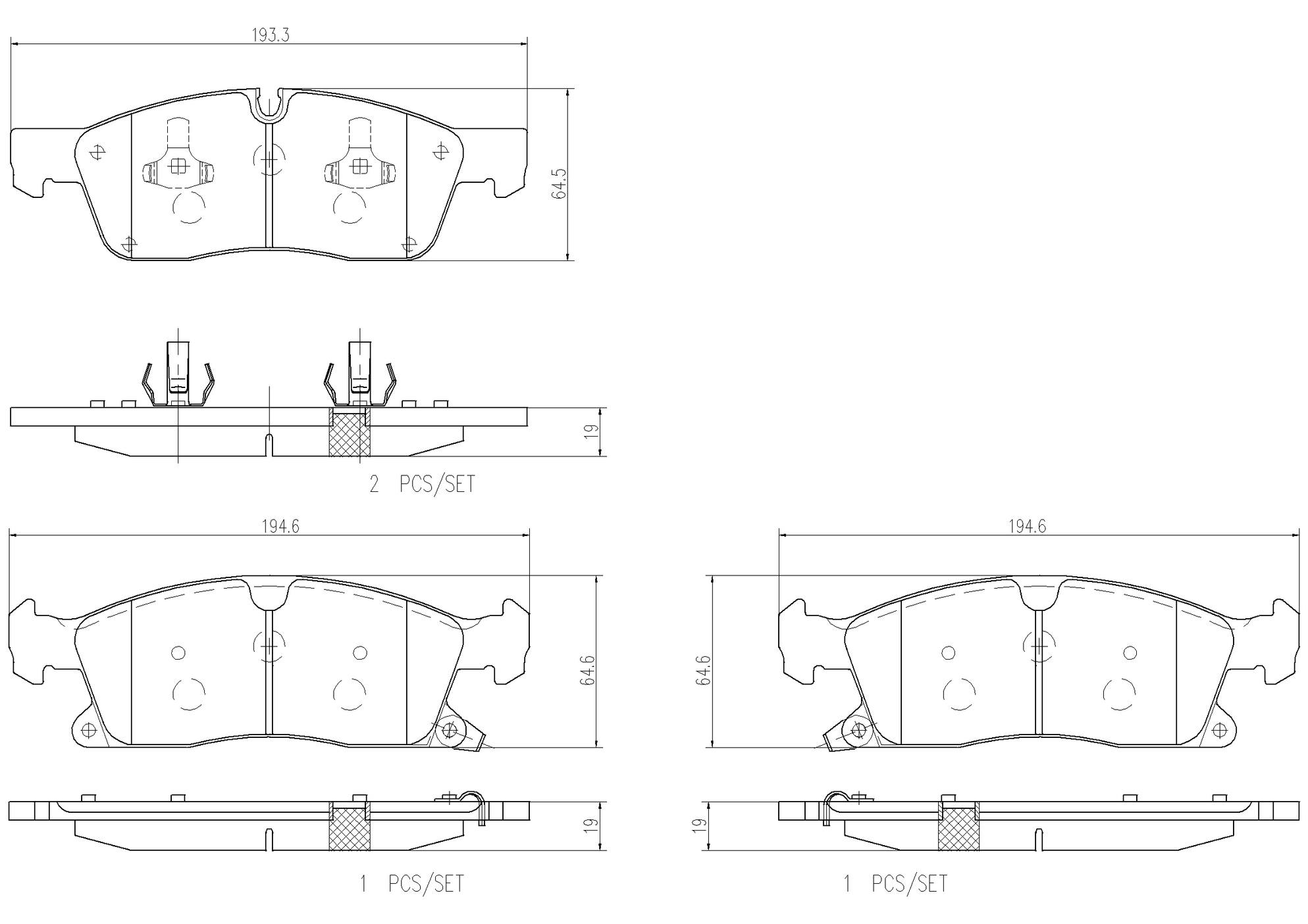 Jeep Dodge Disc Brake Pad Set - Front (Ceramic) 68052369AB Brembo