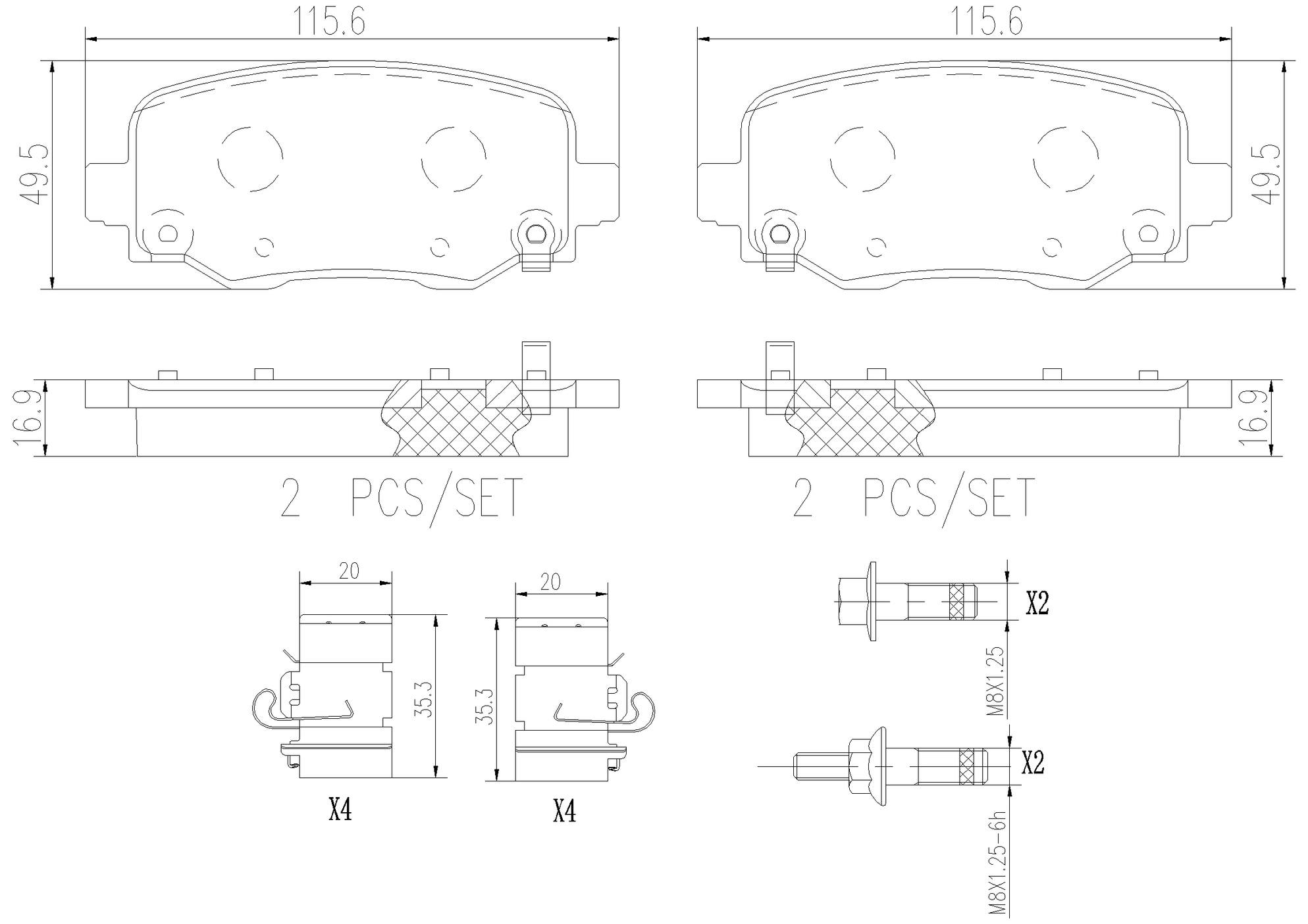 Chrysler Jeep Disc Brake Pad Set - Rear (Ceramic) 68225301AD Brembo