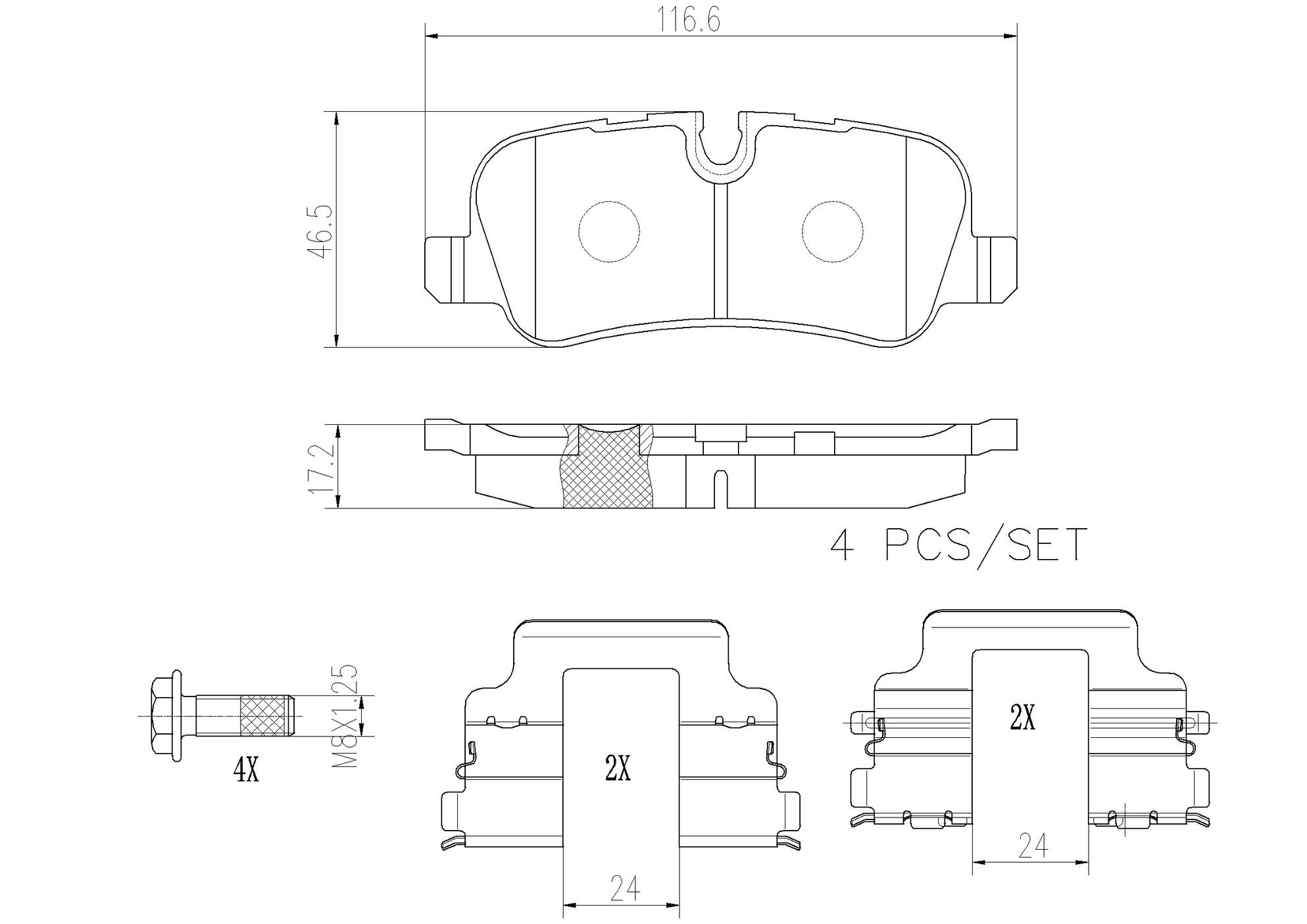 Land Rover Disc Brake Pad and Rotor Kit - Rear (354mm) (Ceramic) Brembo