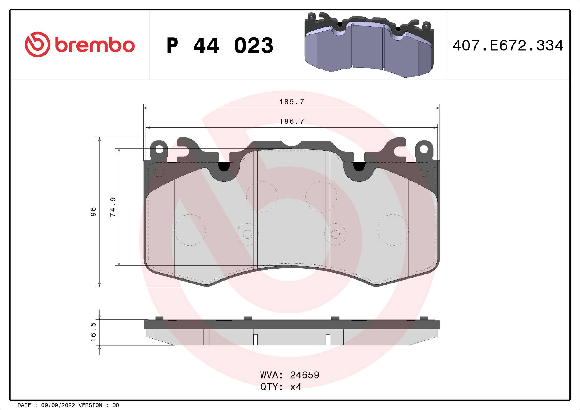 Land Rover Disc Brake Pad Set – Front (Low-Met) LR114004 Brembo 